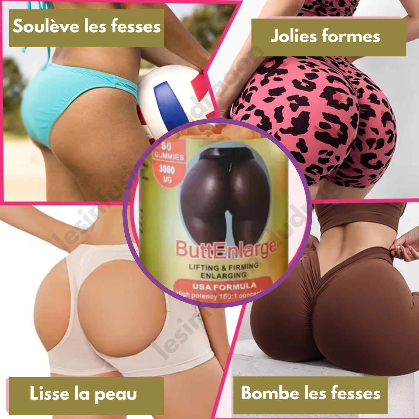 3 X 60 GUMMIES ButtEnlarge 3000 mg POUR L'AGRANDISSEMENT DES FESSES (Copie)