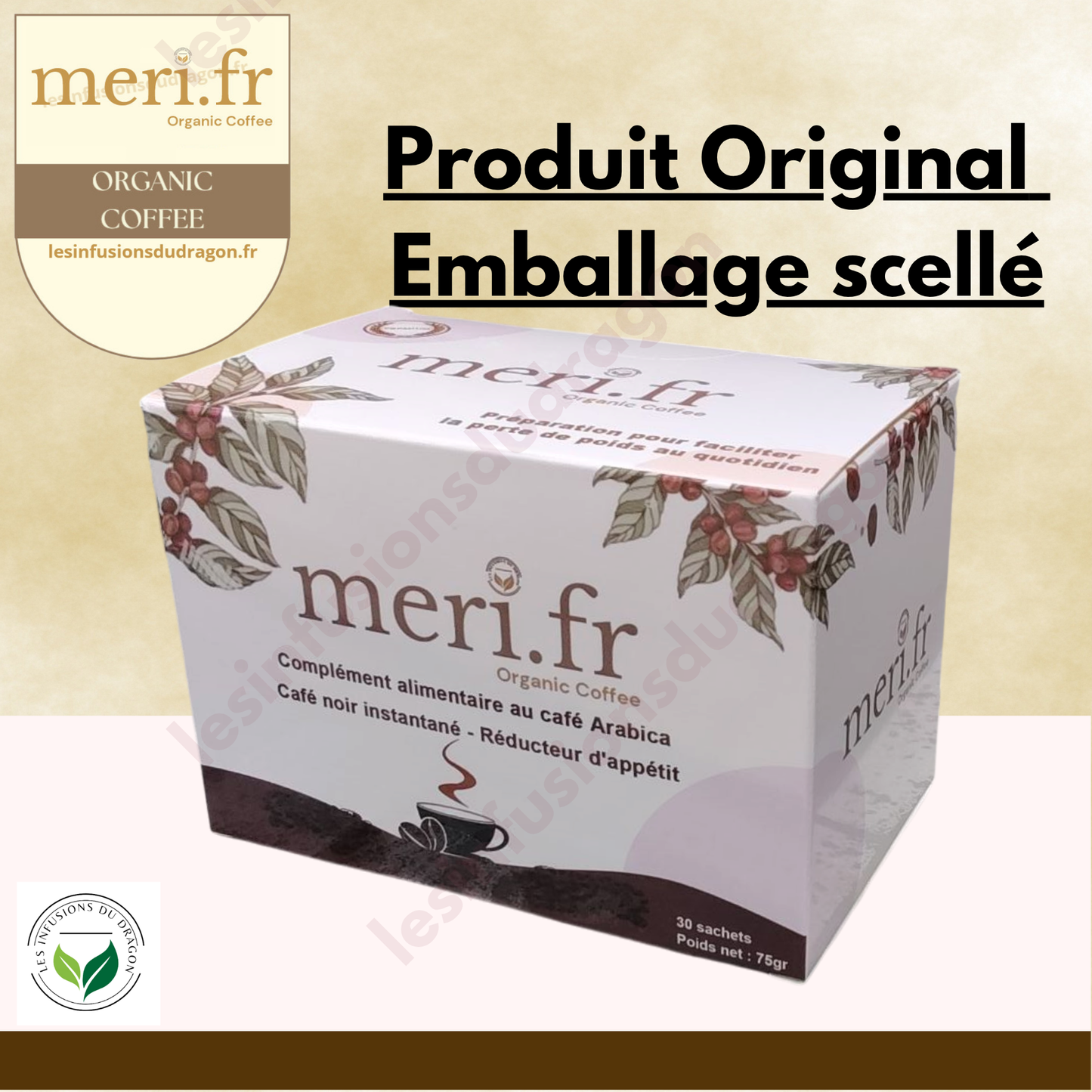 Meri.fr – Café noir instantané | Réducteur d’appétit | Complément alimentaire à base de plantes 1 Boîte