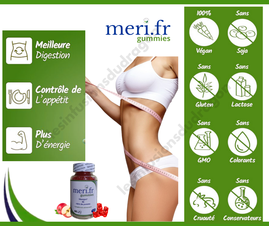 🍎 Meri.FR Gummies Vinaigre de Cidre – Complément Alimentaire Bien-Être (Cure 1 mois)