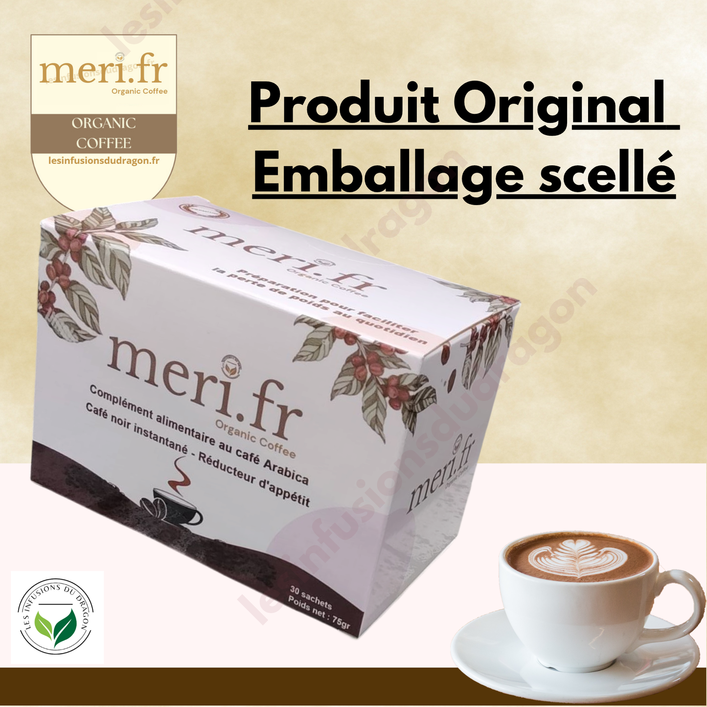 Meri.fr – Café noir instantané | Réducteur d’appétit | Complément alimentaire à base de plantes 1 Boîte
