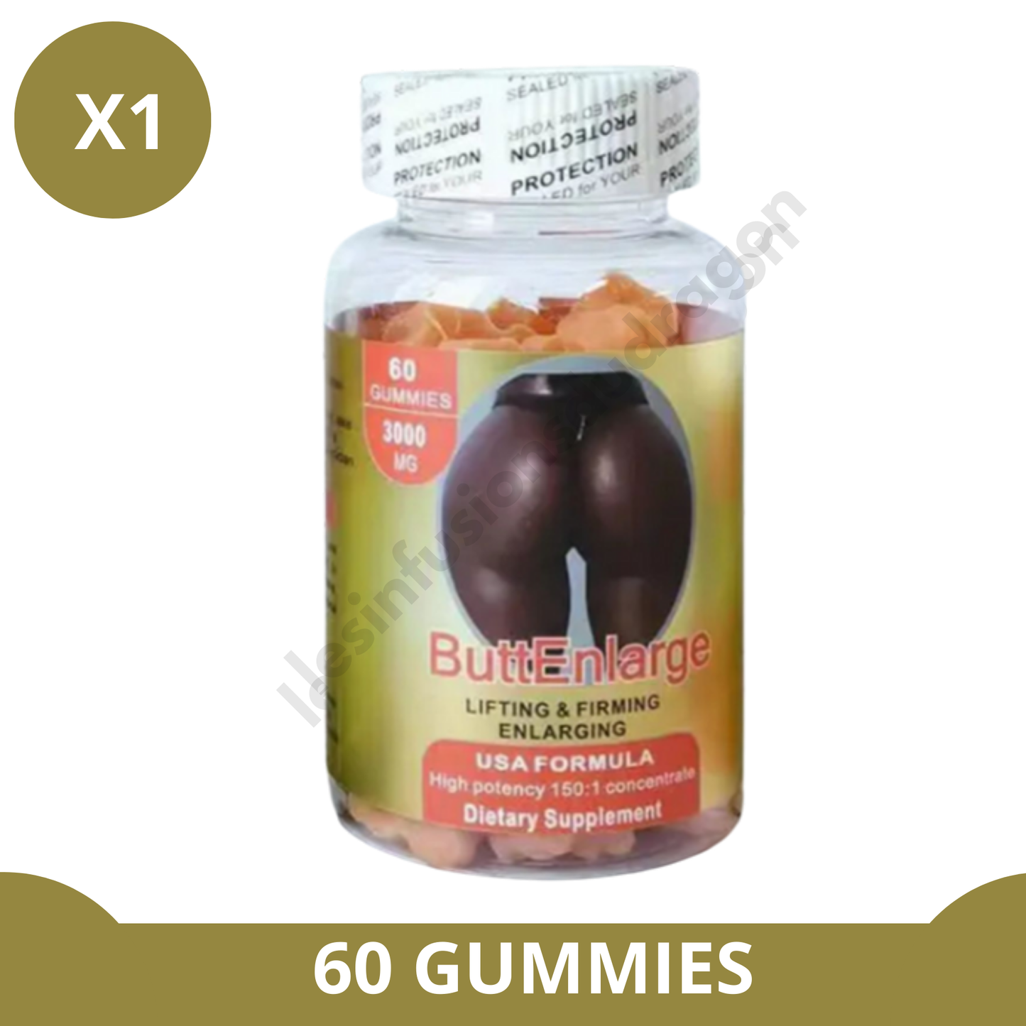 60 GUMMIES ButtEnlarge 3000 mg POUR L'AGRANDISSEMENT DES FESSES