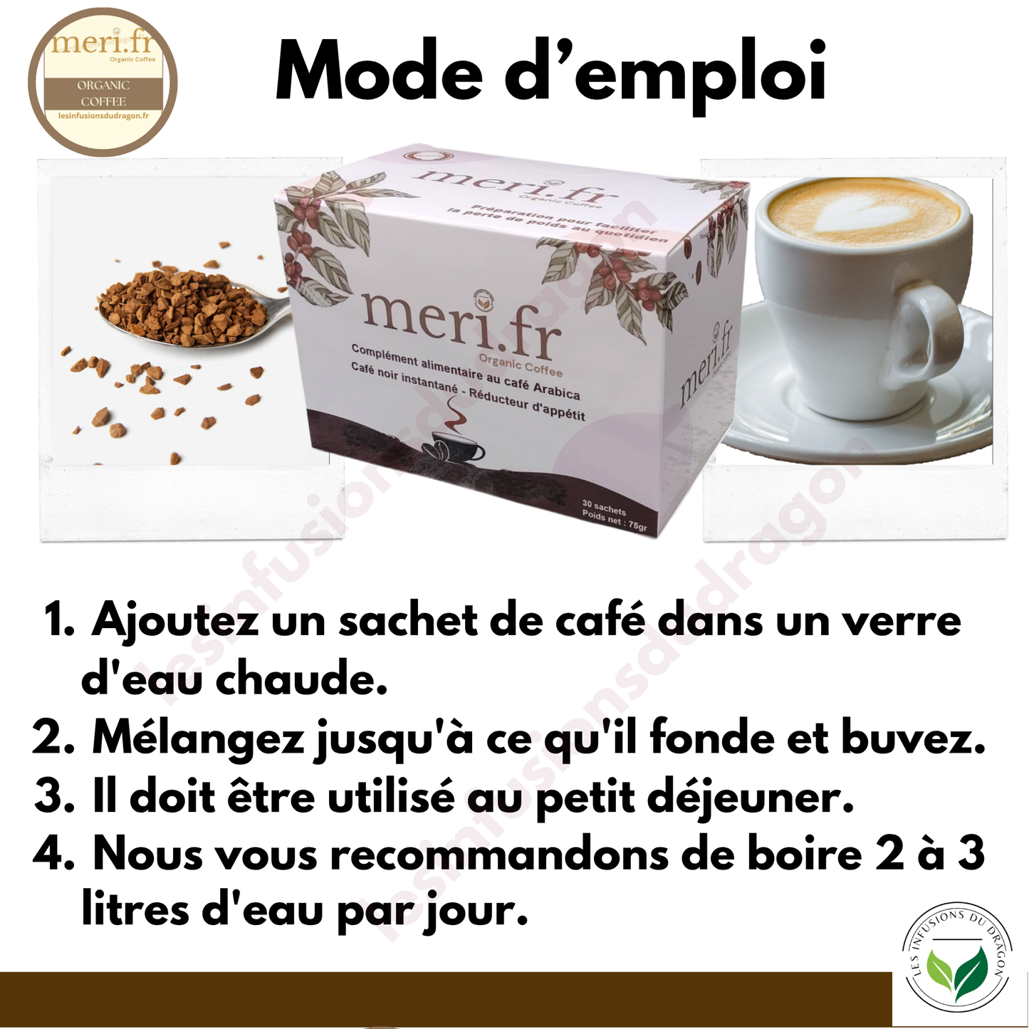 Meri.fr – Café noir instantané | Réducteur d’appétit | Complément alimentaire à base de plantes 1 Boîte