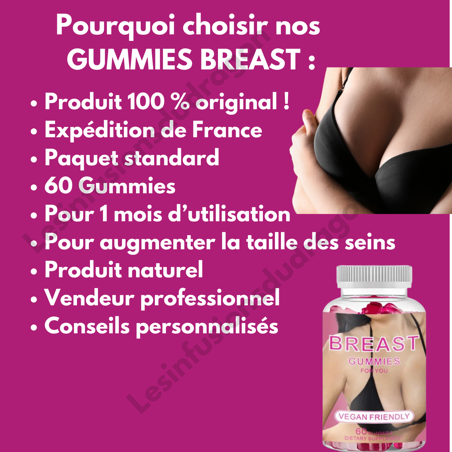 Breast Enlargement Gummies - 3 flacons