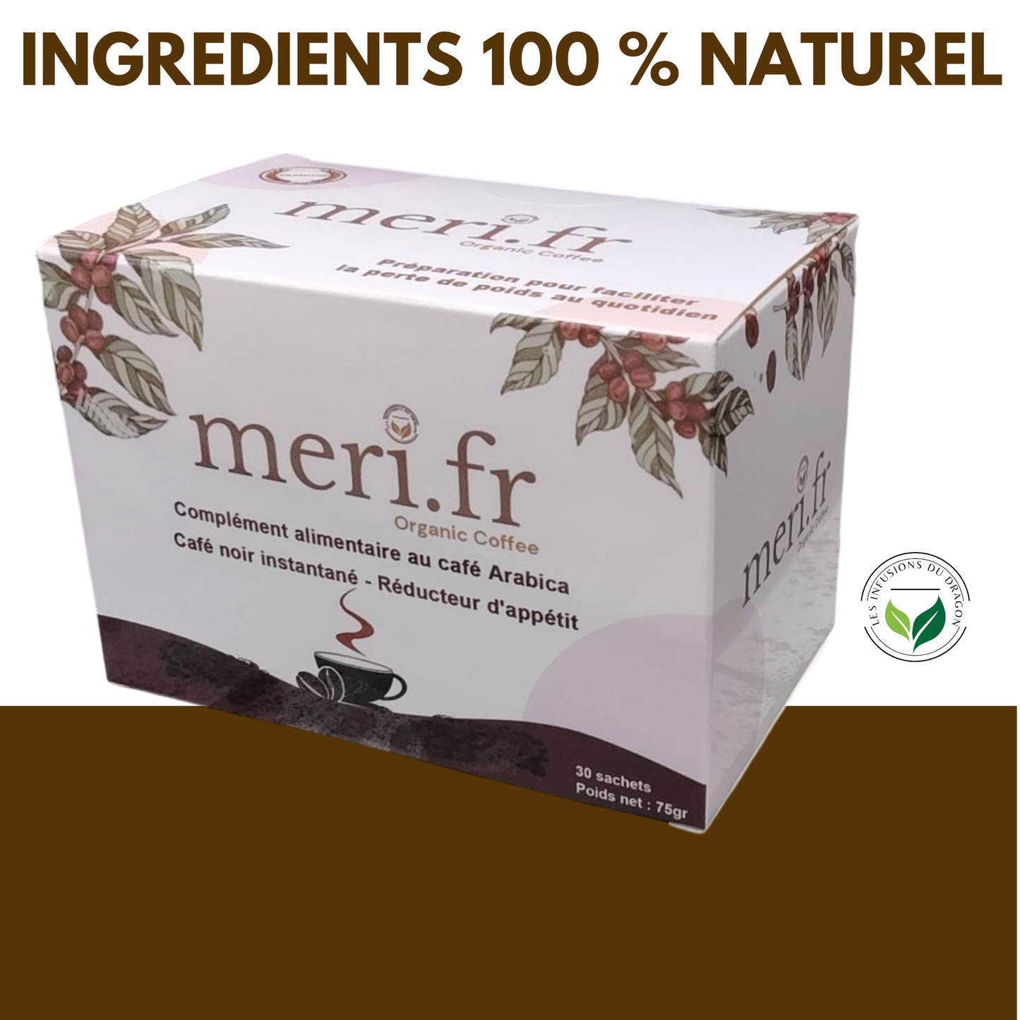 Meri.fr – Café noir instantané | Réducteur d’appétit | Complément alimentaire à base de plantes 1 Boîte