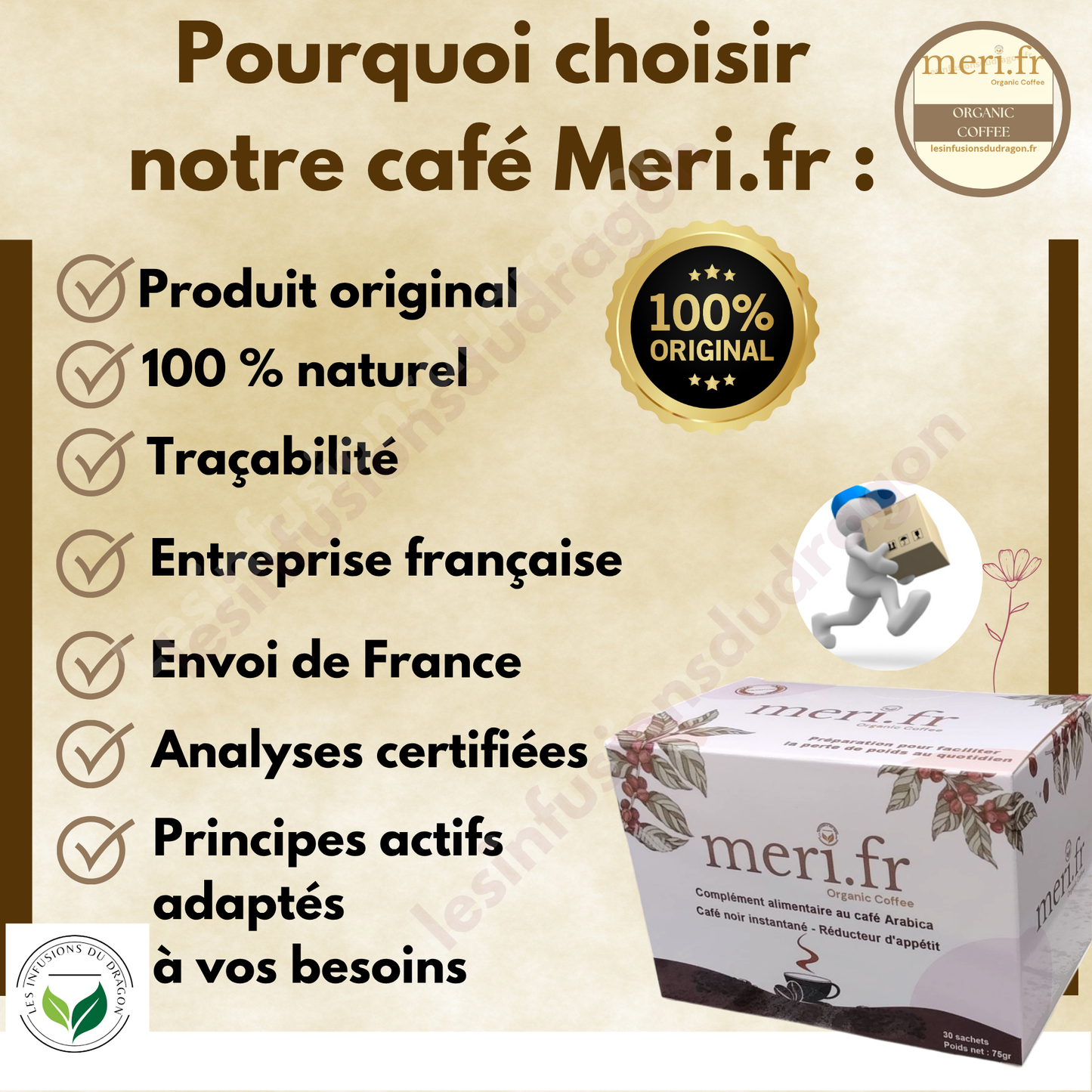 Meri.fr – Café noir instantané | Réducteur d’appétit | Complément alimentaire à base de plantes 1 Boîte