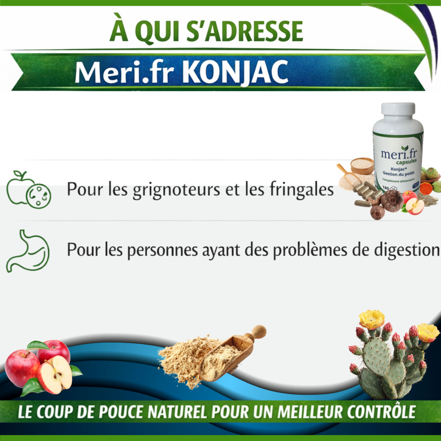 MERI.FR NOUVELLE FORMULE Gestion du poids 180 GELULES – Konjac
