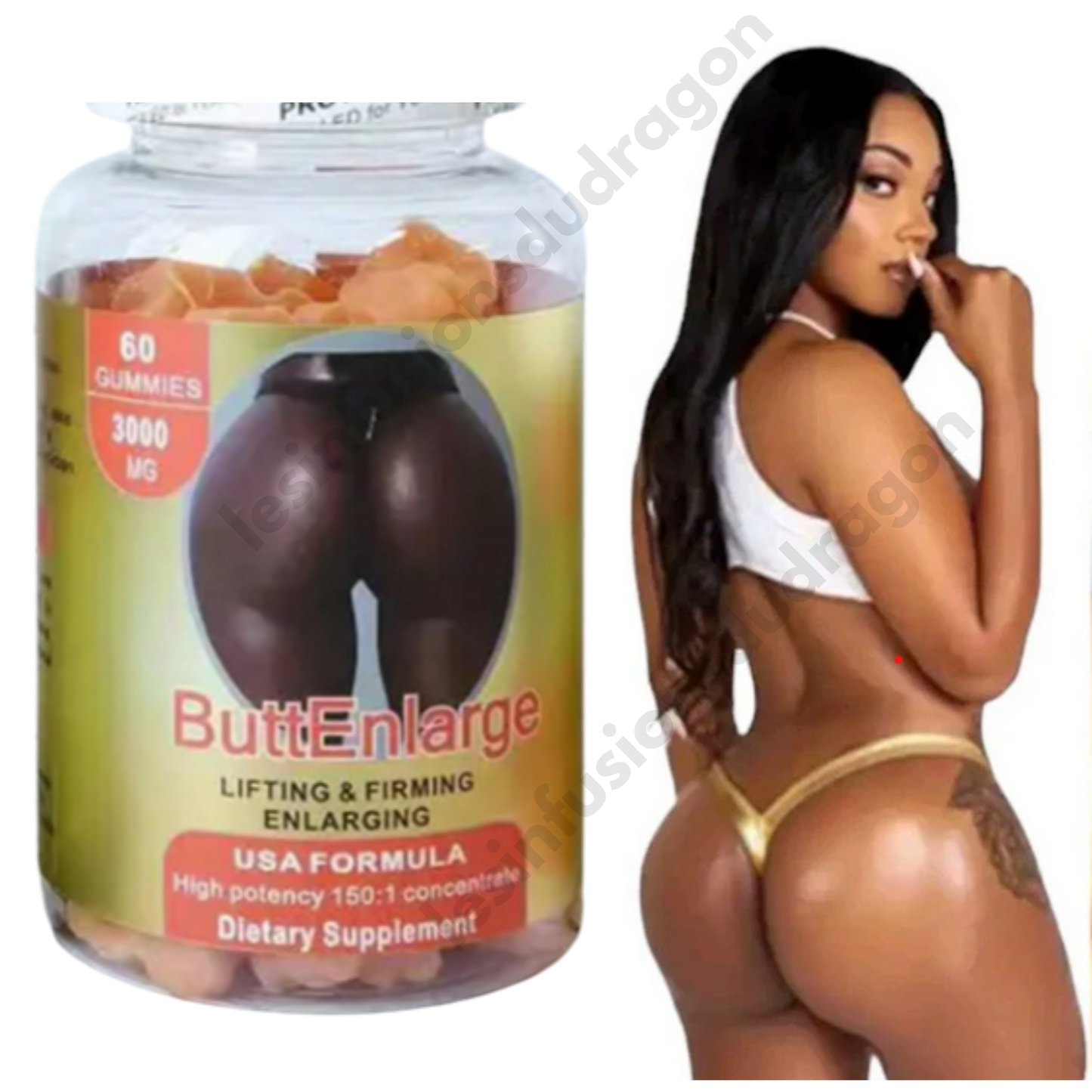 3 X 60 GUMMIES ButtEnlarge 3000 mg POUR L'AGRANDISSEMENT DES FESSES (Copie)