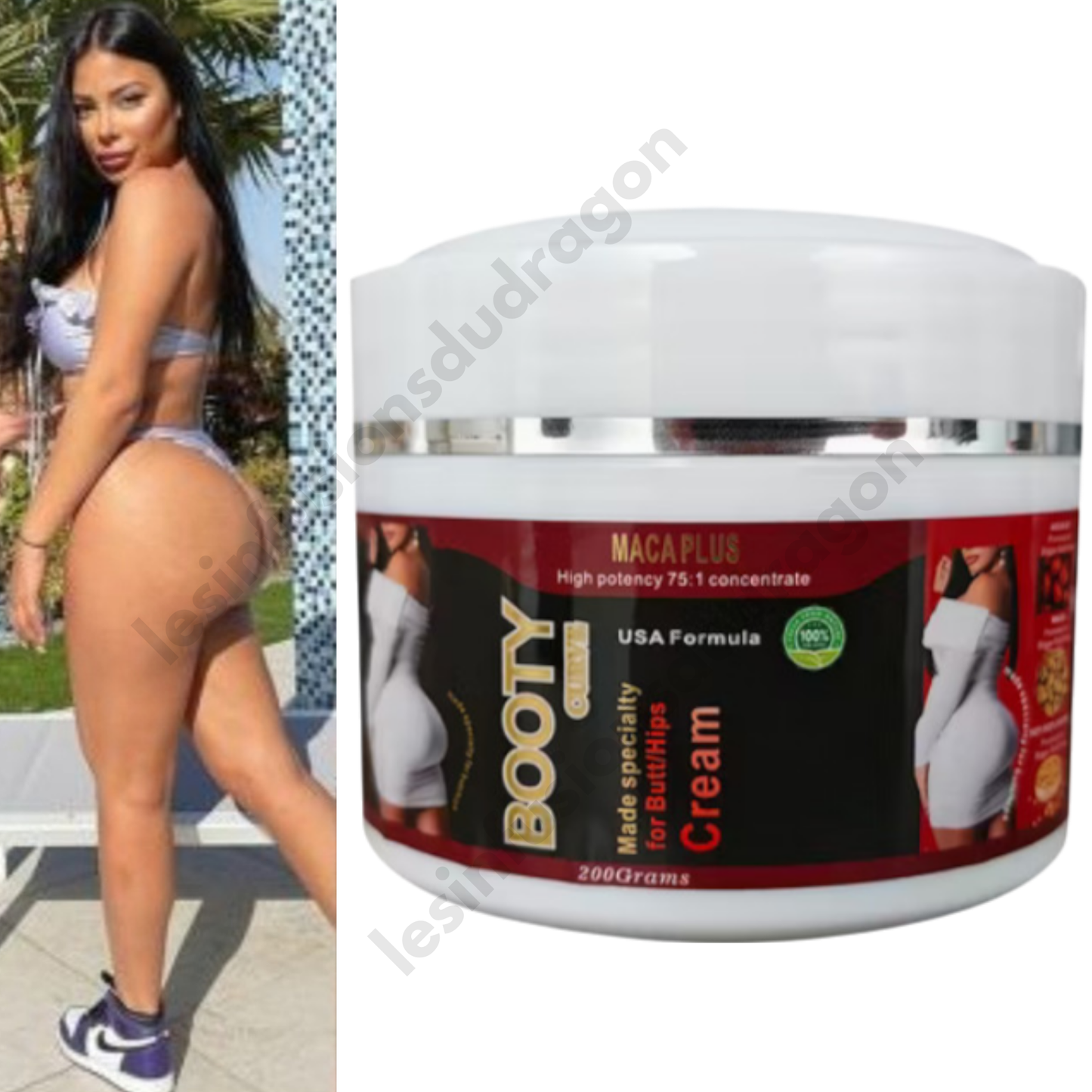CRÈME ESSENTIELLE POUR L'AGRANDISSEMENT DES FESSES : 2 POTS