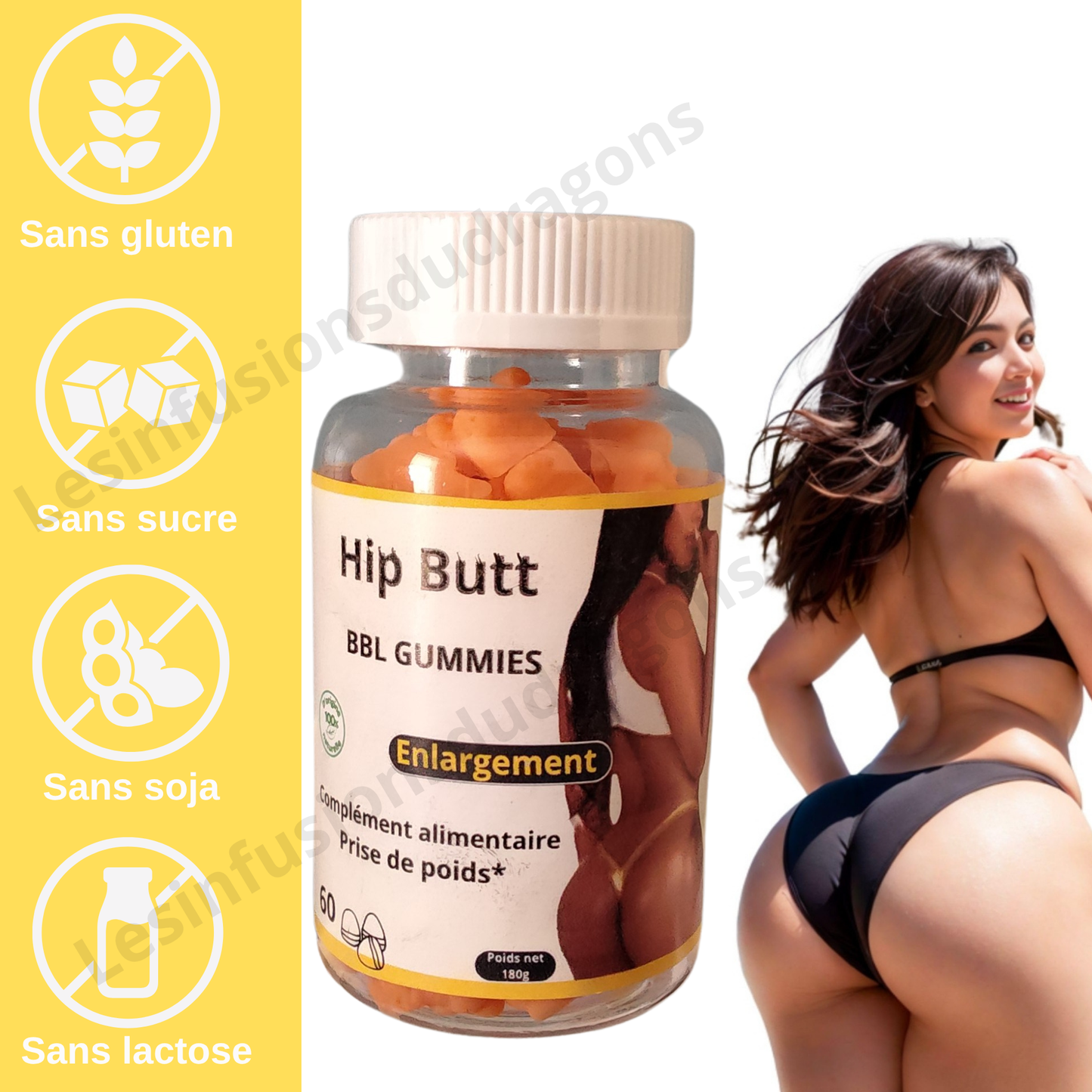 HIP BUTT Enlargement GUMMIES - 1 flacon