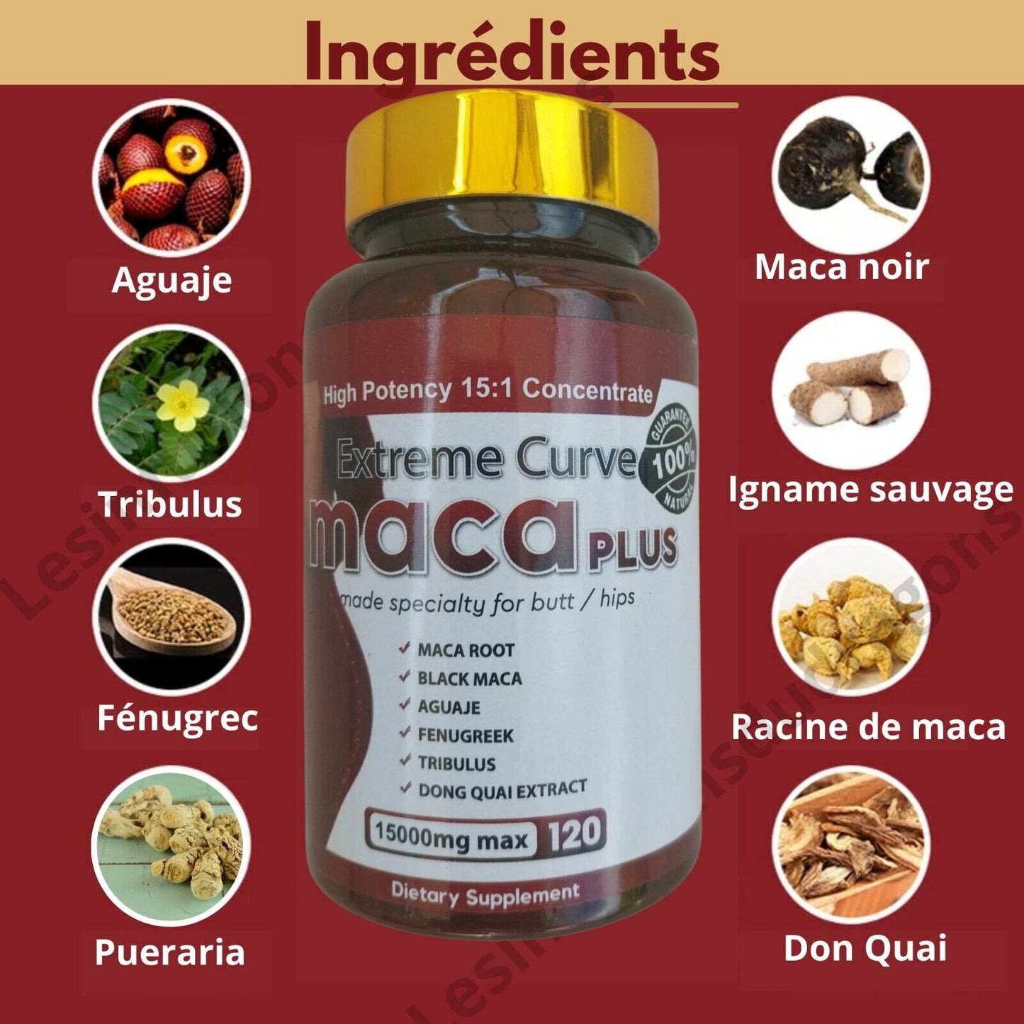 Extrême Maca 15000 Mg. Plus Fort. Augmente Fesses Hanches Big Buttocks. Capsule