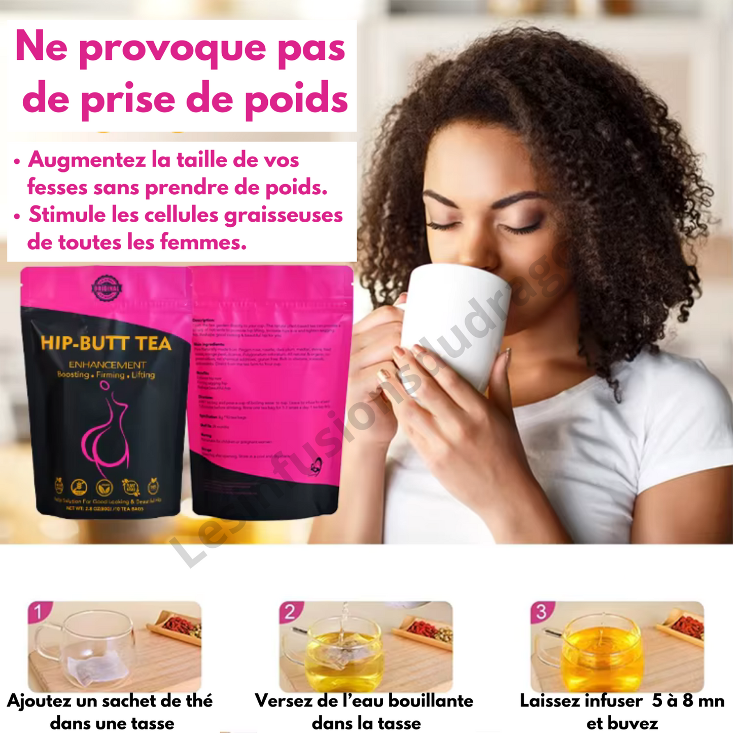 HIP&BIG BUTT TEA 100% Natural Herbal Tea Enhancement ENVOI DE FRANCE