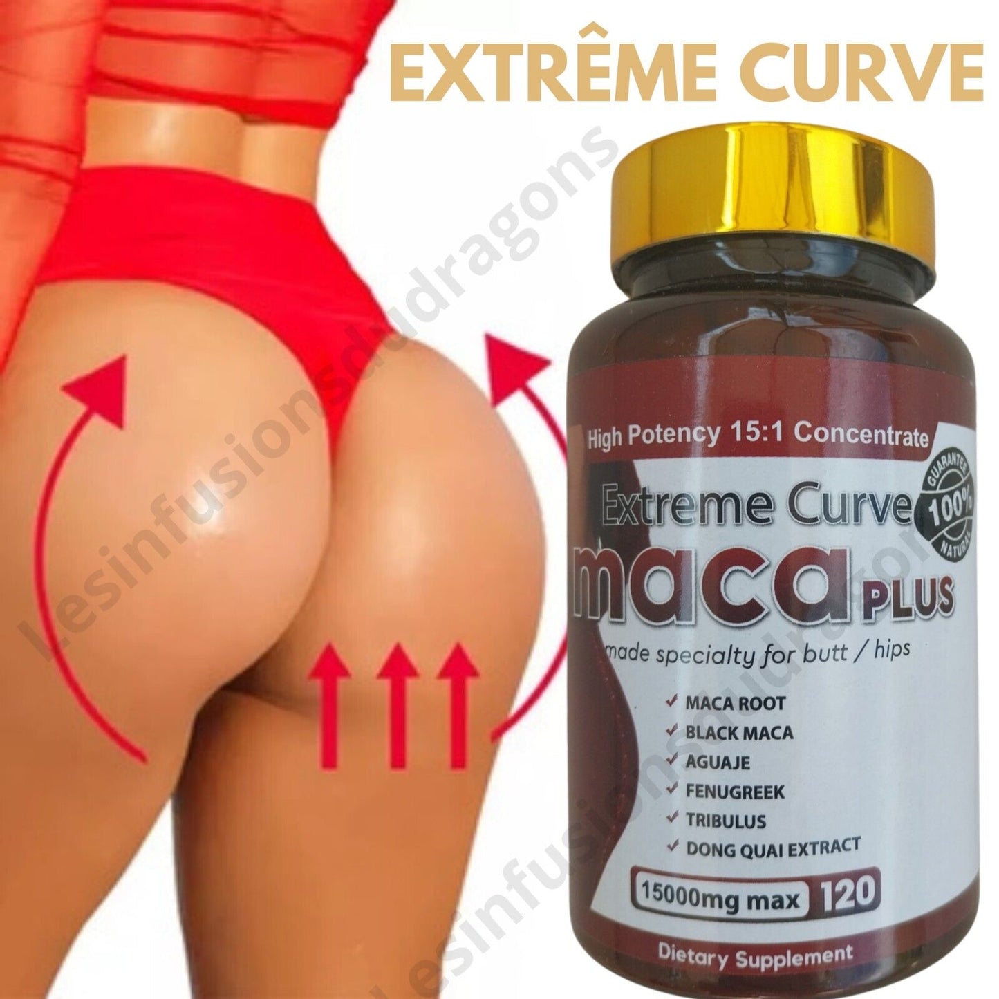 Extrême Maca 15000 Mg. Plus Fort. Augmente Fesses Hanches Big Buttocks. Capsule