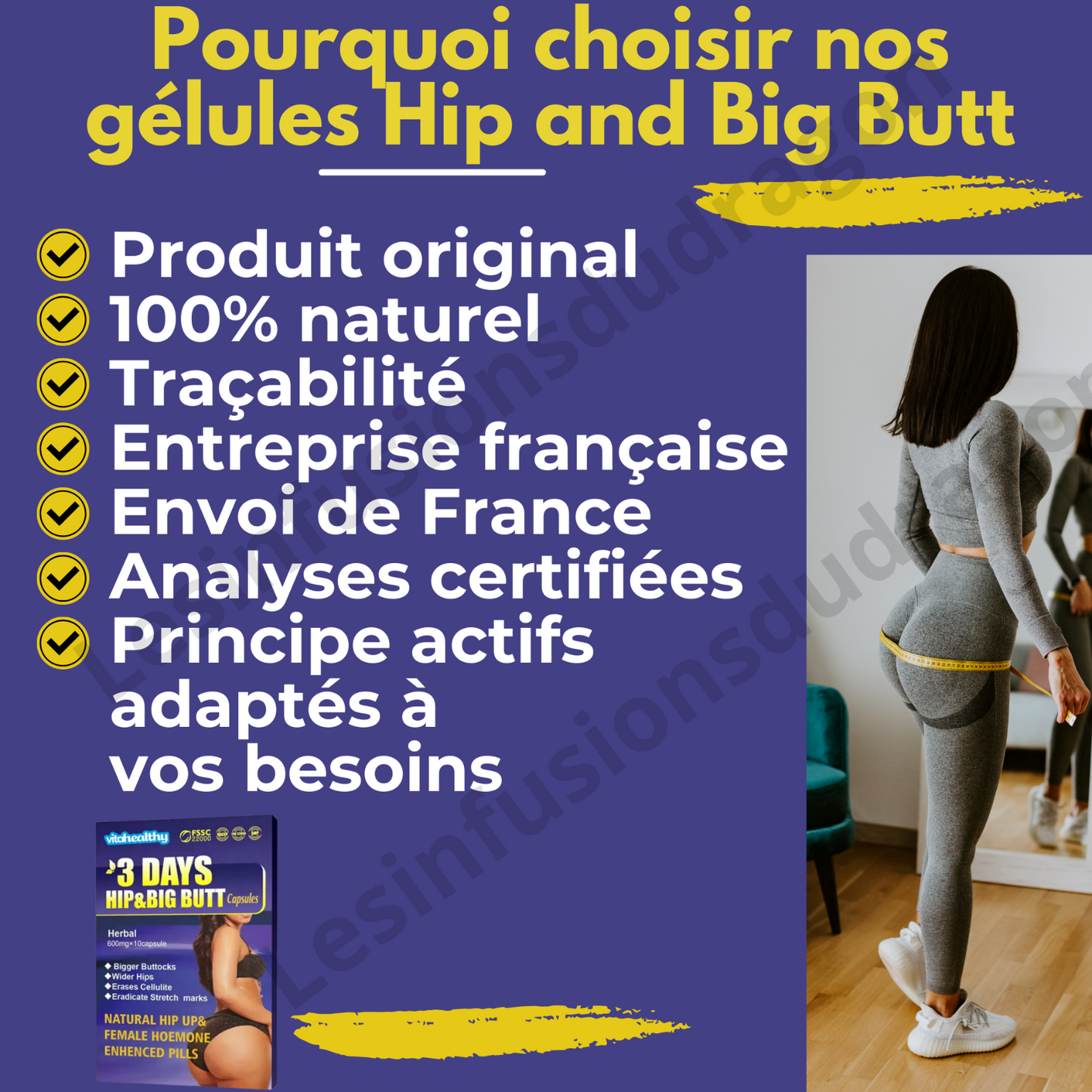 POUR AVOIR DES FESSES plus grosses 2 boîtes pour 10 jours d'utilisation