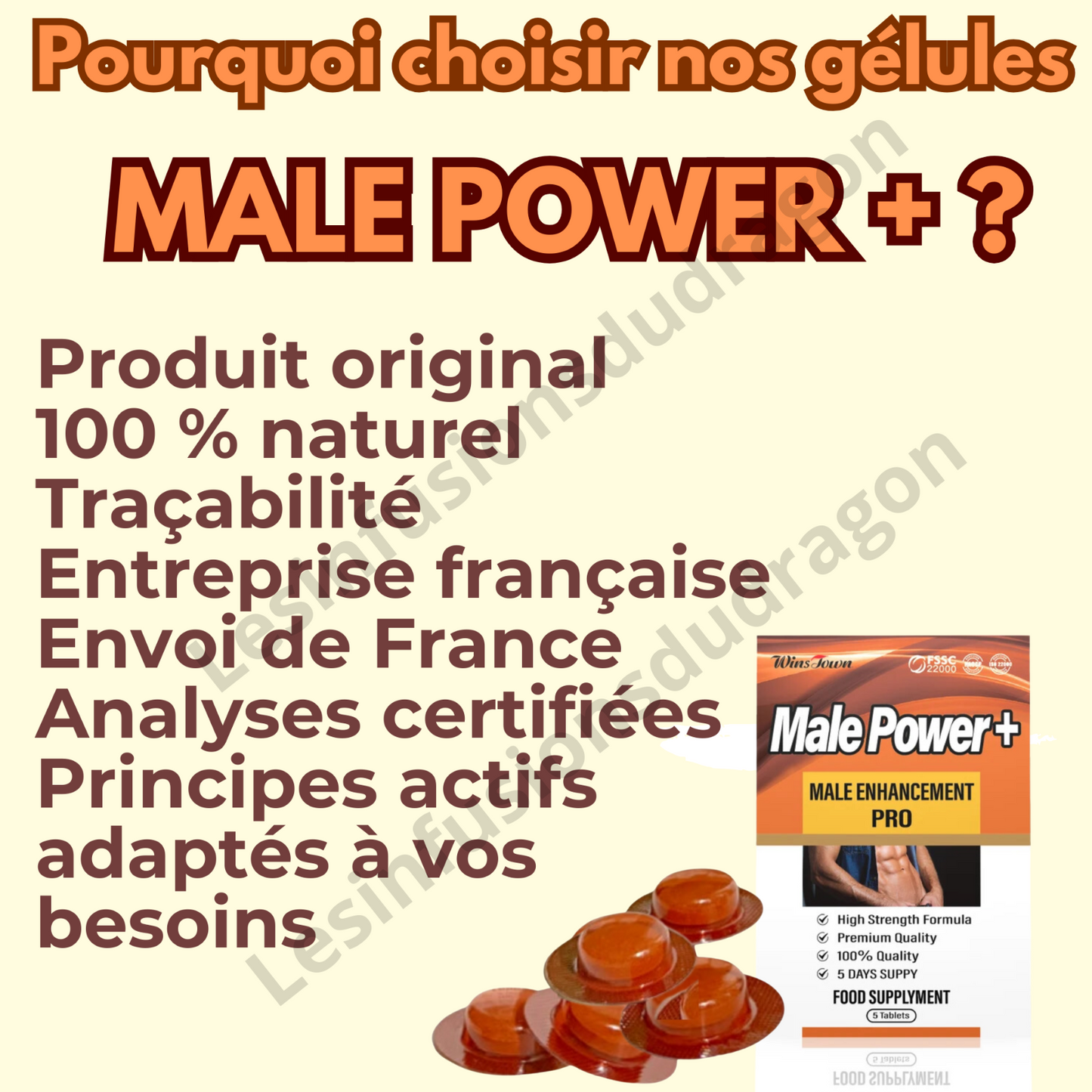 Male Power +. Nouvelle Formule : + Puissant et + d’endurance (2 x 5 gélules)