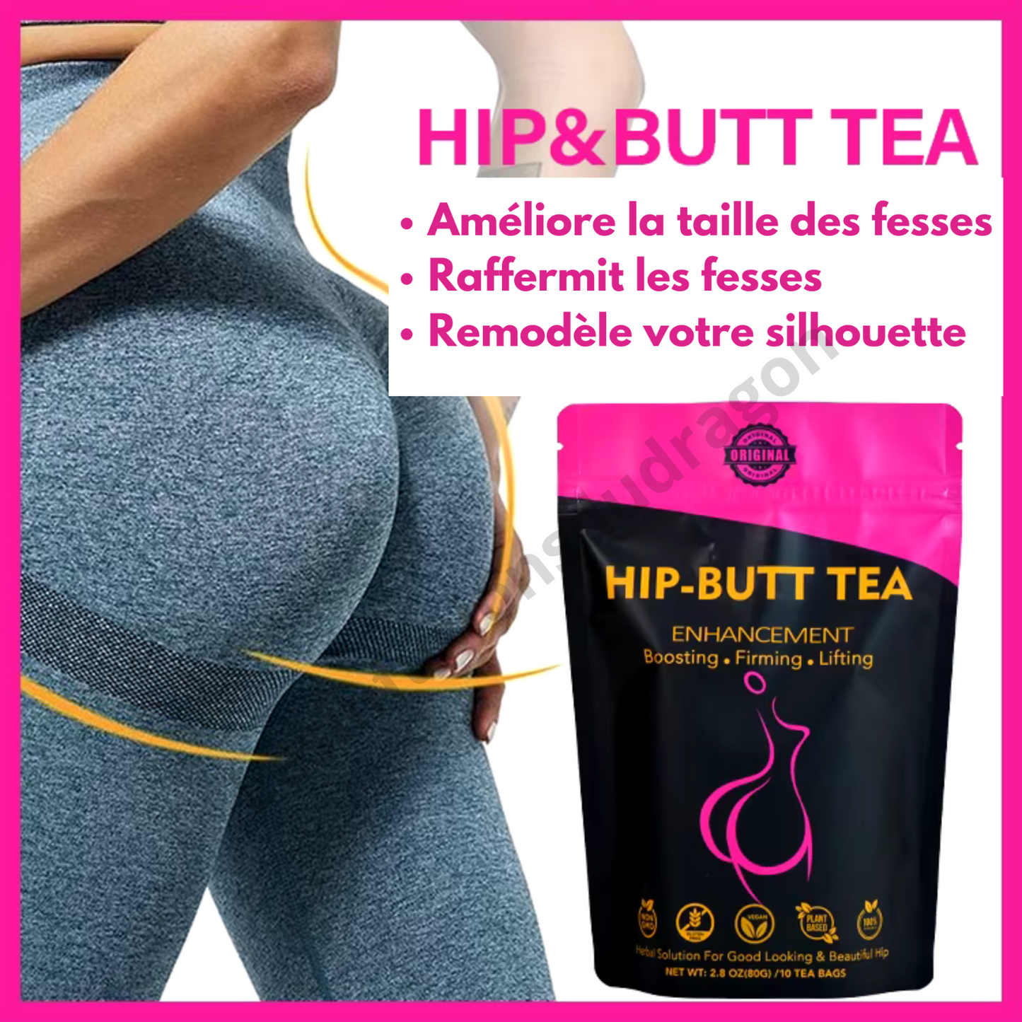 HIP&BIG BUTT TEA 100% Natural Herbal Tea Enhancement ENVOI DE FRANCE