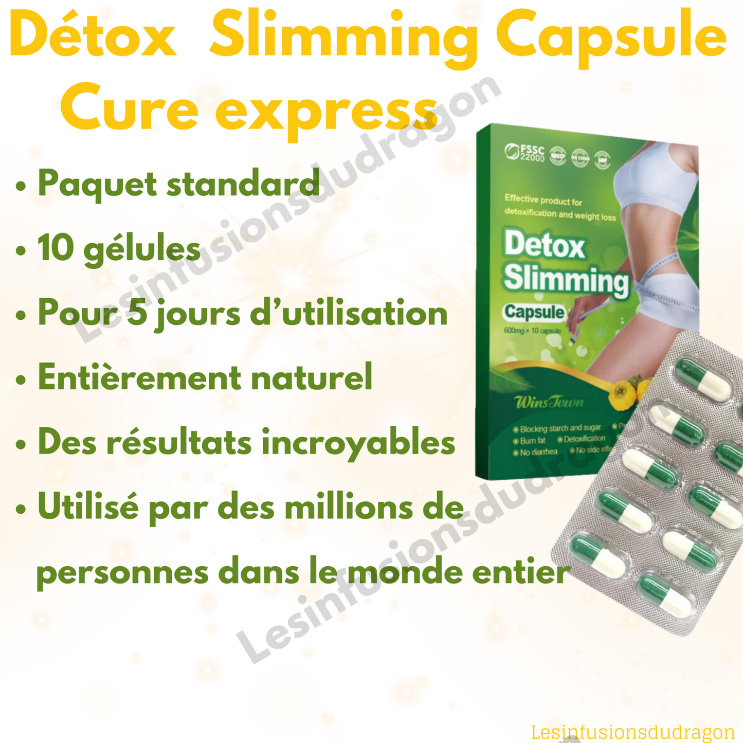 Detox Slimming capsule, coupe-faim, perte de poids, amincissement EXPRESS 15 j