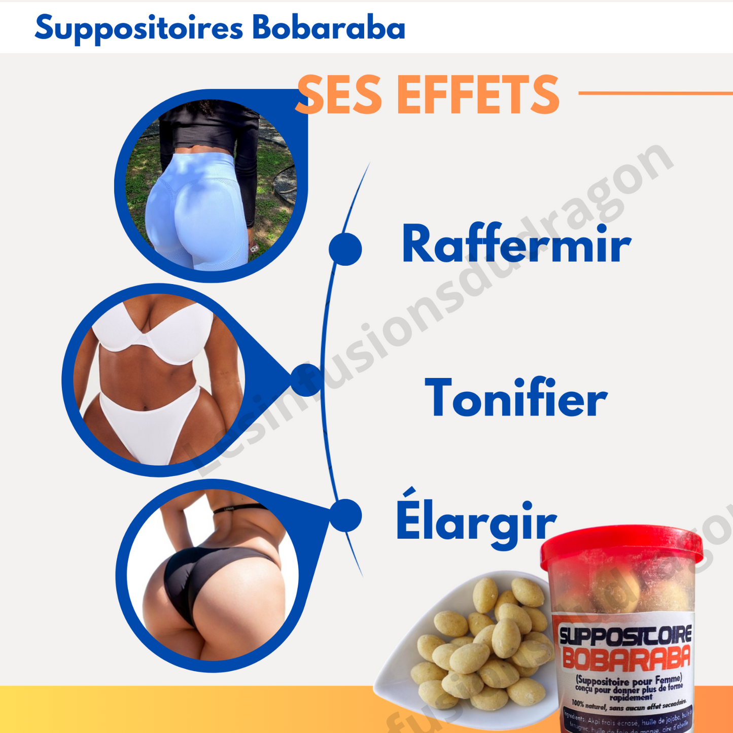 lot de 100 SUPPO VOLUME HANCHES & FESSES INGRÉDIENTS NATURELS LIVRAISON RAPIDE