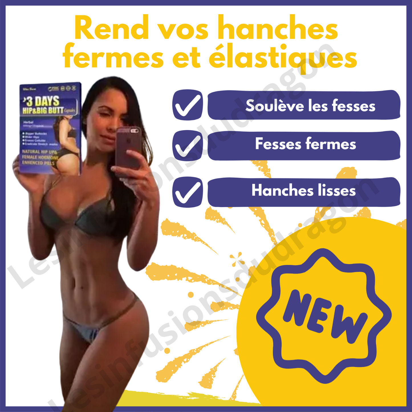 POUR AVOIR DES FESSES plus grosses 2 boîtes pour 10 jours d'utilisation