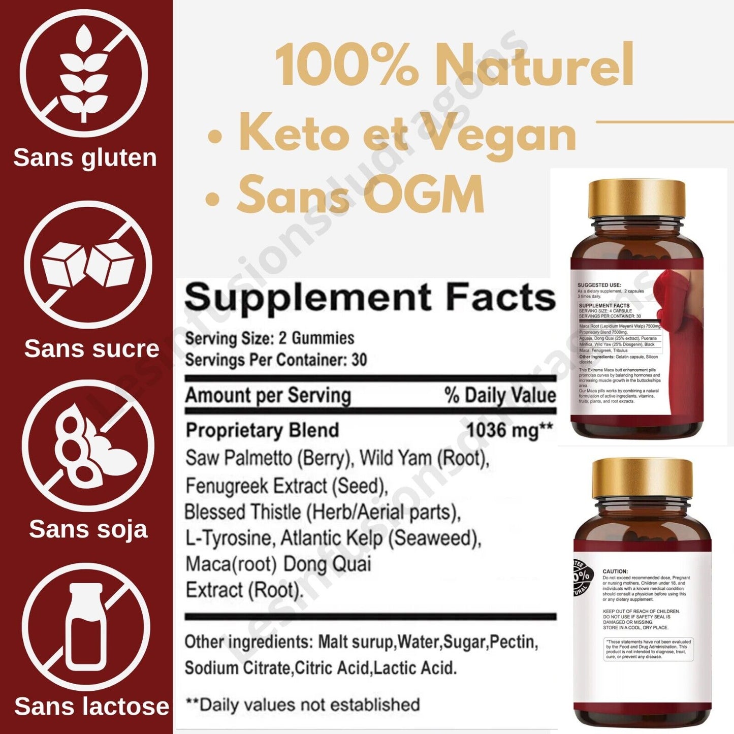 Extrême Maca 15000 Mg. Plus Fort. Augmente Fesses Hanches Big Buttocks. Capsule