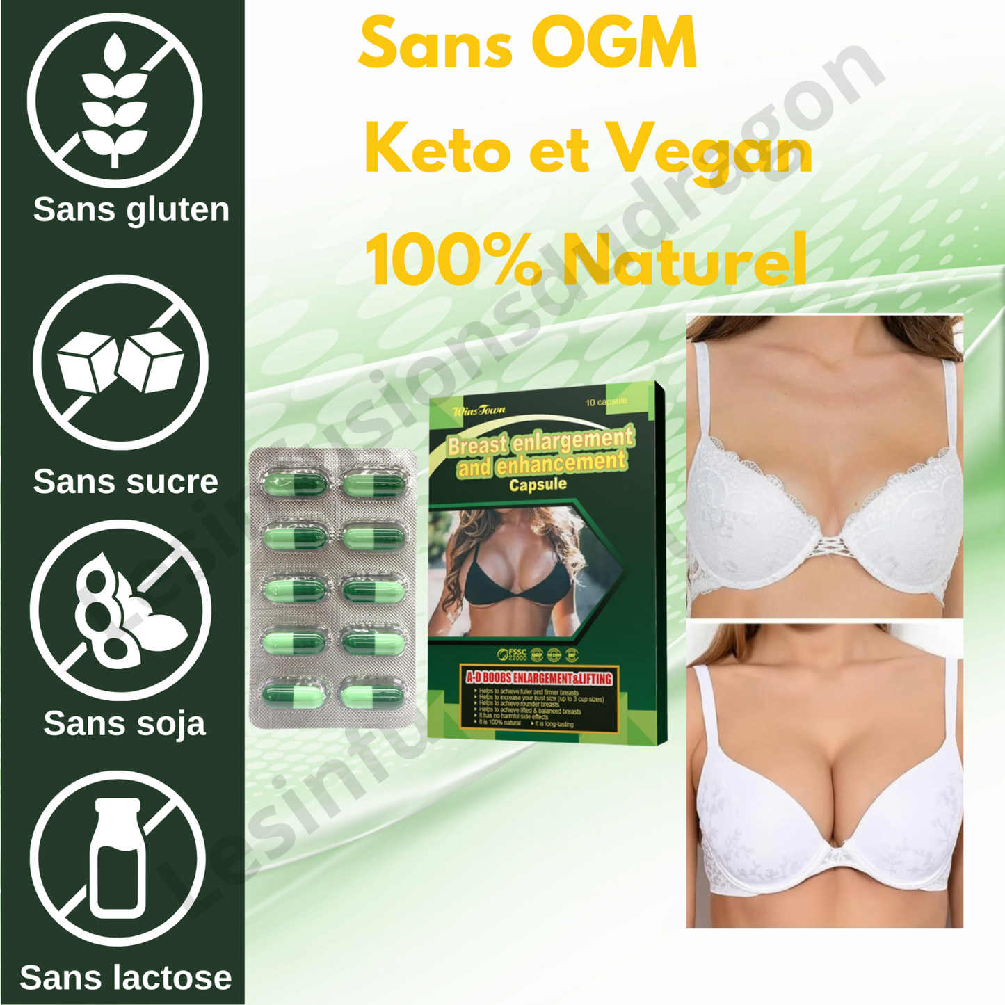 Breast enlargement. lot de 3 Seins plus gros et ronds. Envoi de France