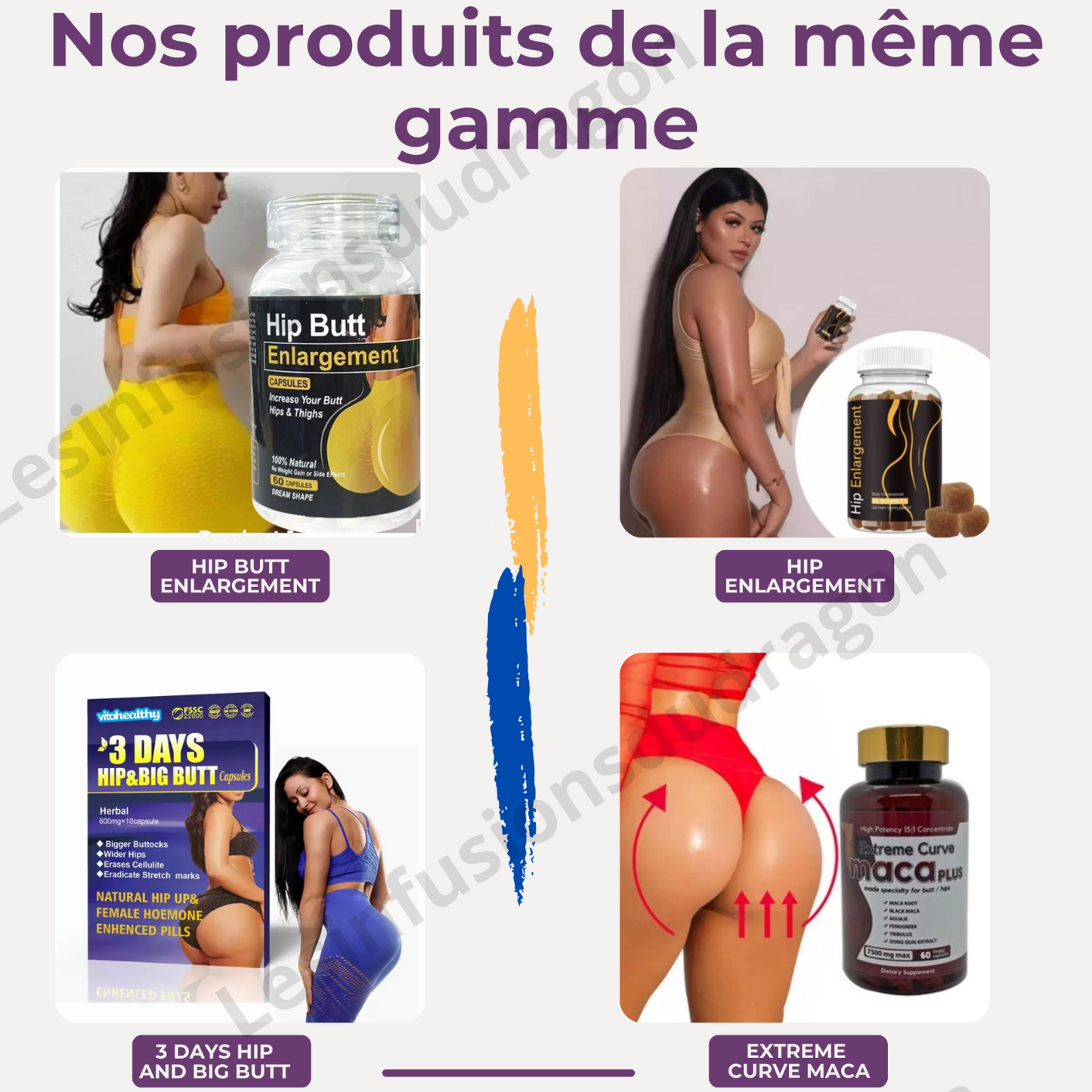 lot de 50 SUPPOS VOLUME HANCHES & FESSES INGRÉDIENTS NATURELS LIVRAISON RAPIDE