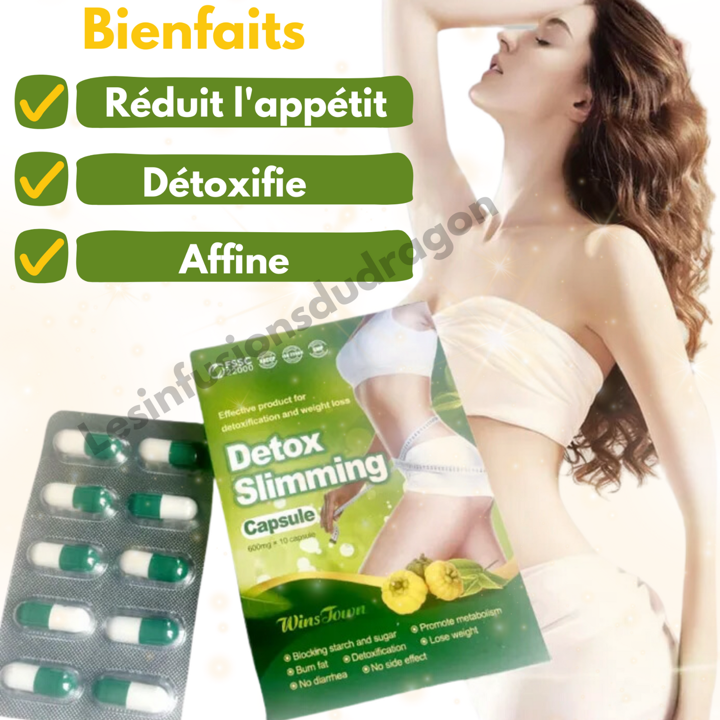 Detox Slimming capsule, coupe-faim, perte de poids, amincissement EXPRESS 10 j