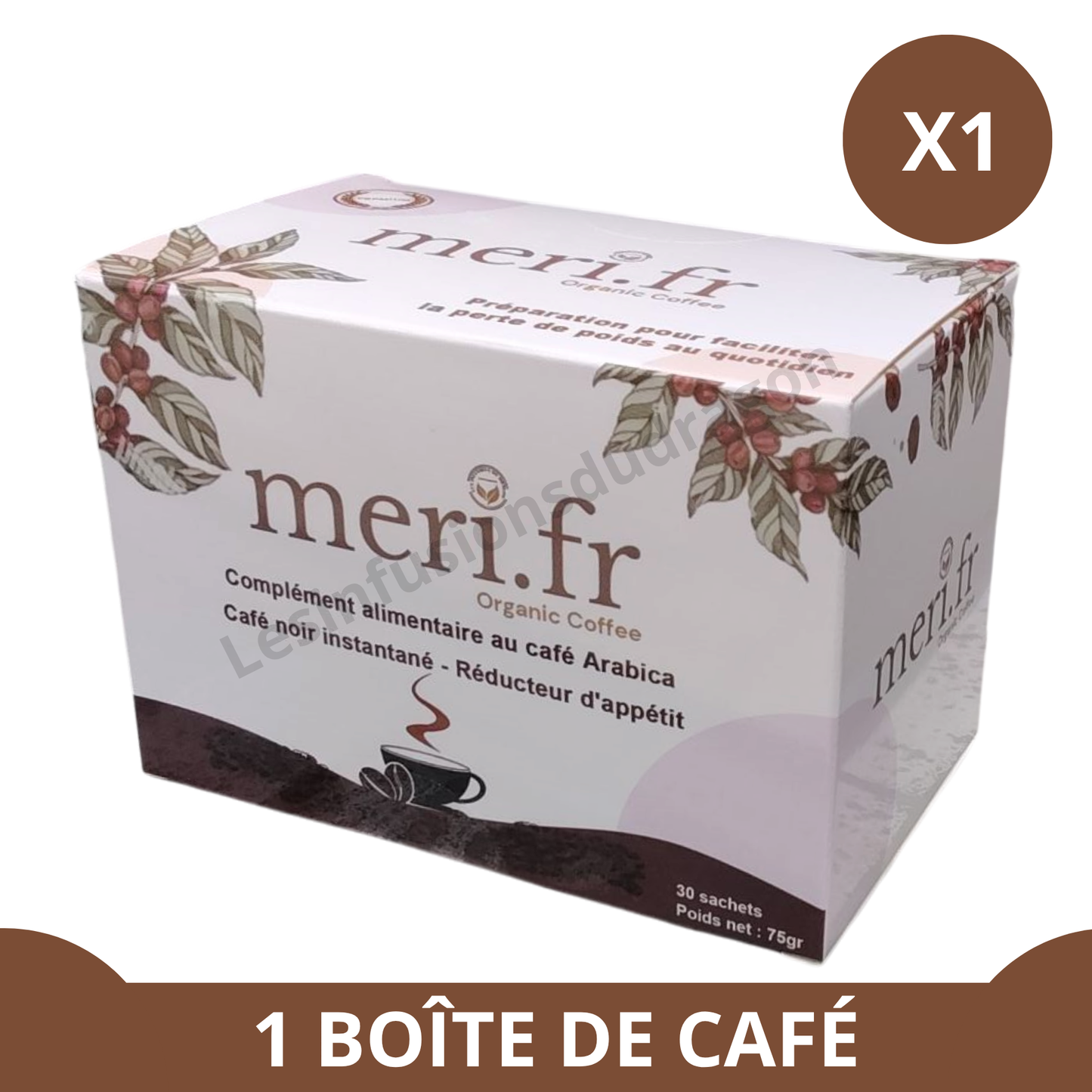 Meri.fr – Café noir instantané | Réducteur d’appétit | Complément alimentaire à base de plantes 1 Boîte