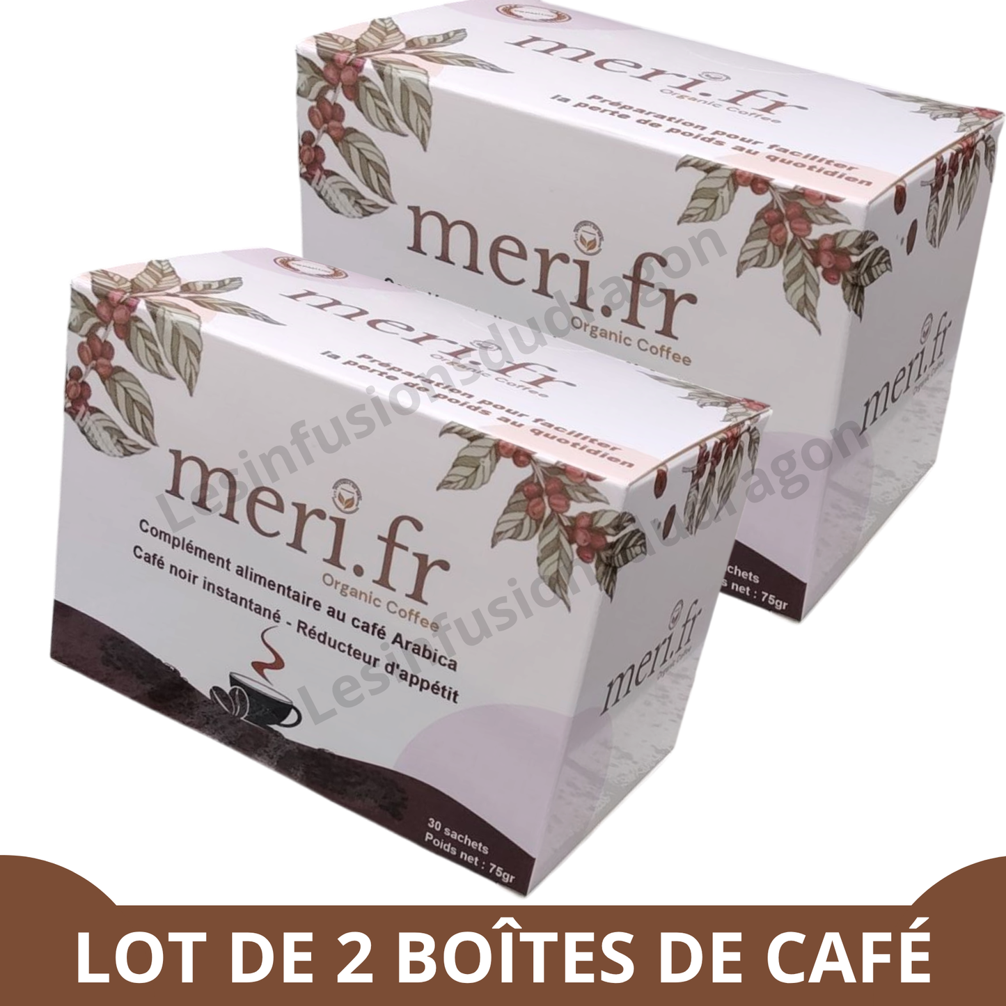 Meri.fr – Café noir instantané | Réducteur d’appétit | Complément alimentaire à base de plantes 2 Boîtes