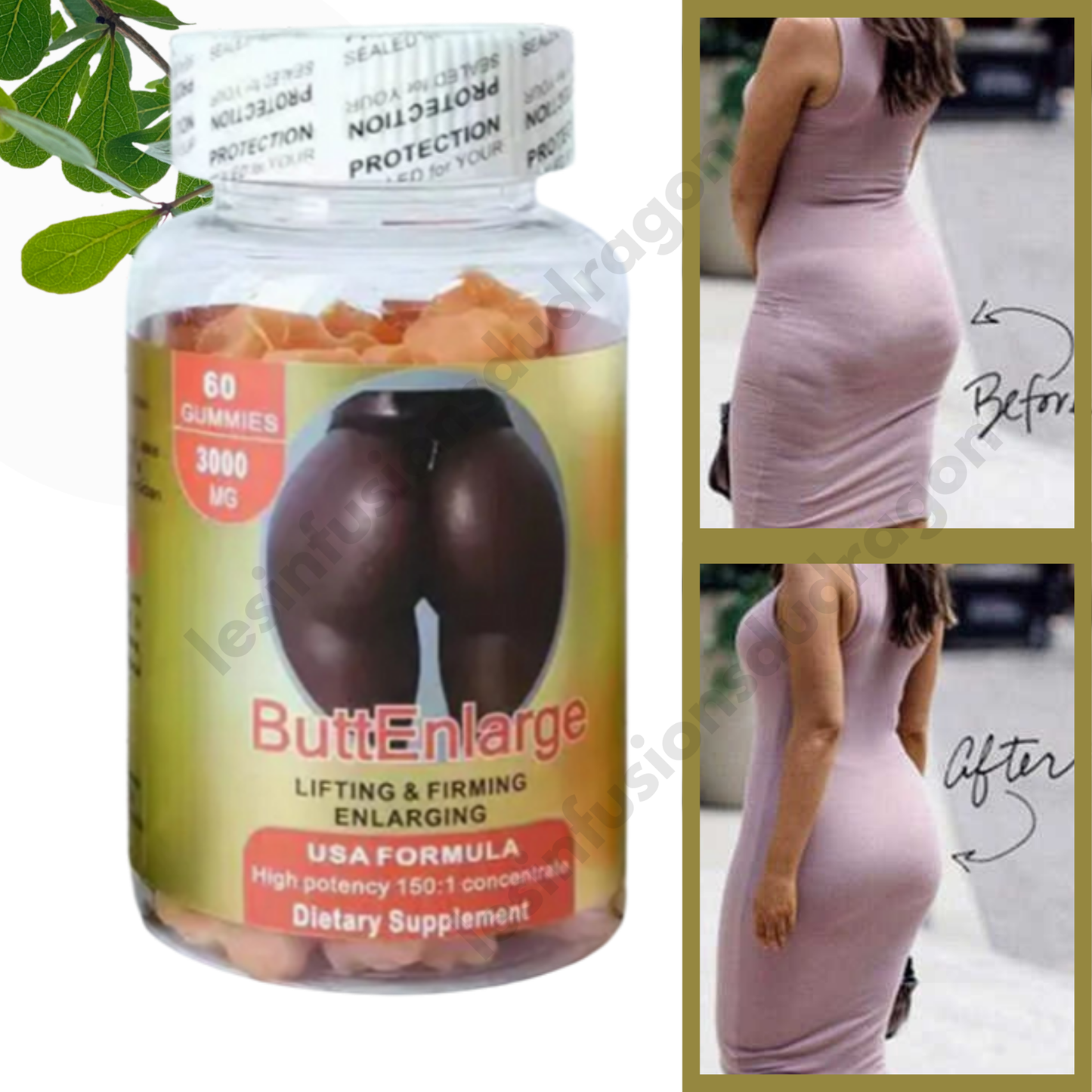 3 X 60 GUMMIES ButtEnlarge 3000 mg POUR L'AGRANDISSEMENT DES FESSES (Copie)