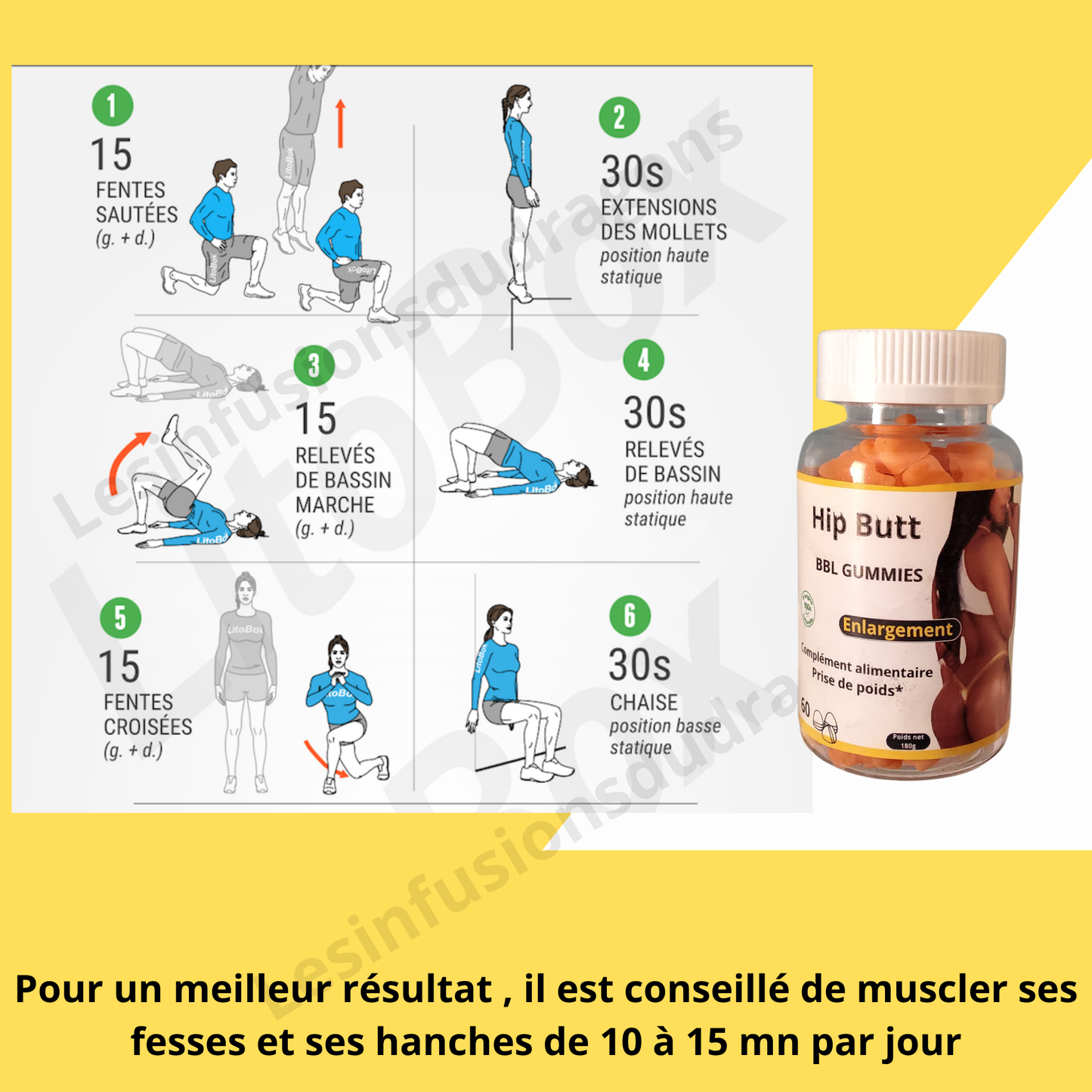 HIP BUTT Enlargement GUMMIES - 1 flacon