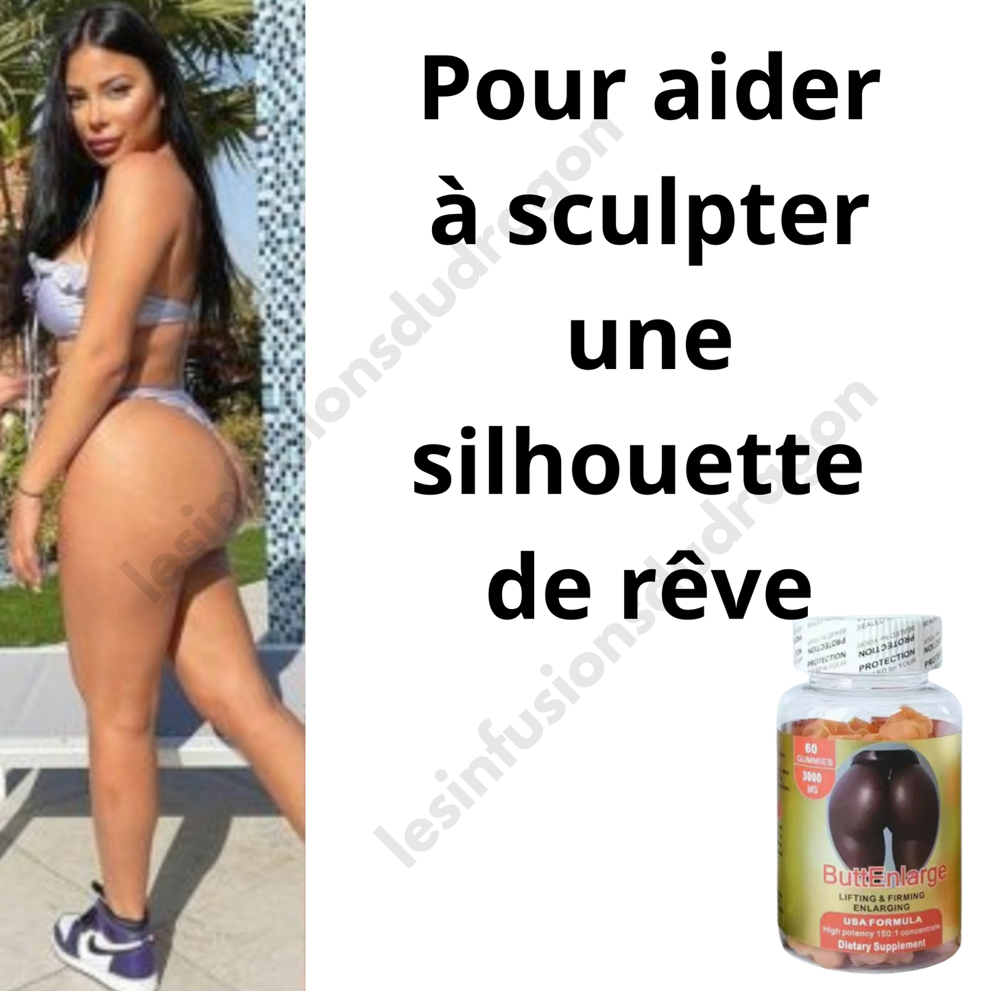3 X 60 GUMMIES ButtEnlarge 3000 mg POUR L'AGRANDISSEMENT DES FESSES (Copie)