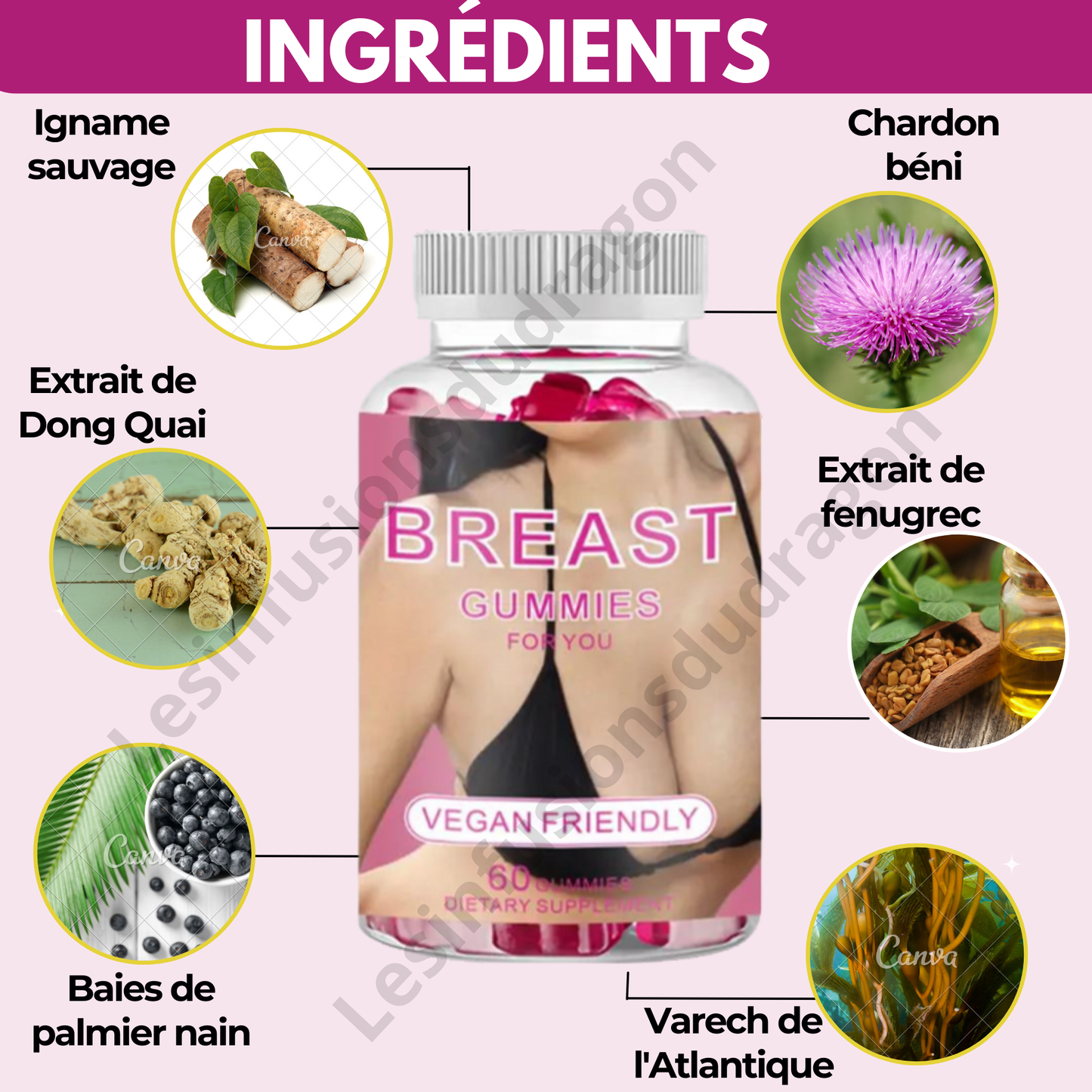 Breast Enlargement Gummies - 3 flacons