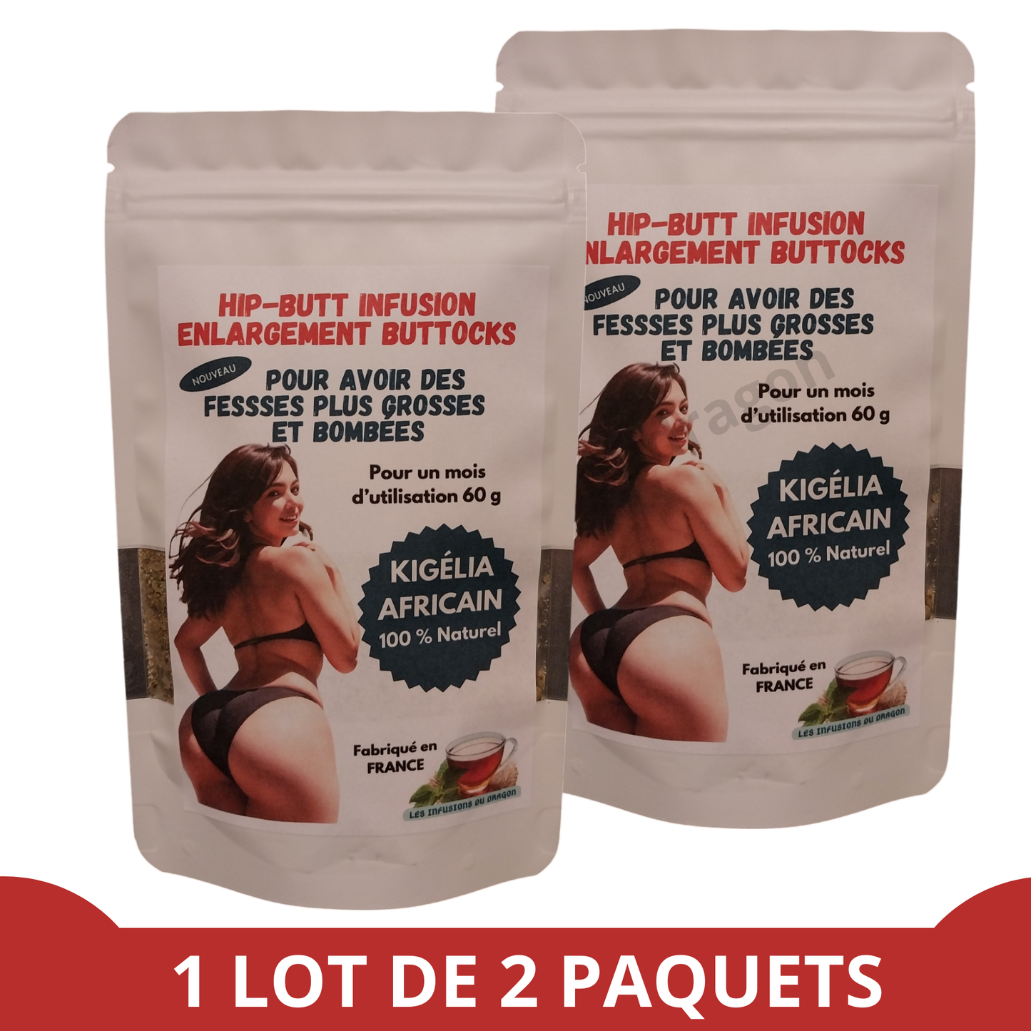 AFRIKAANSE KIGÉLIA INFUSIE voor grote billen 60gr gedurende 1 maand.