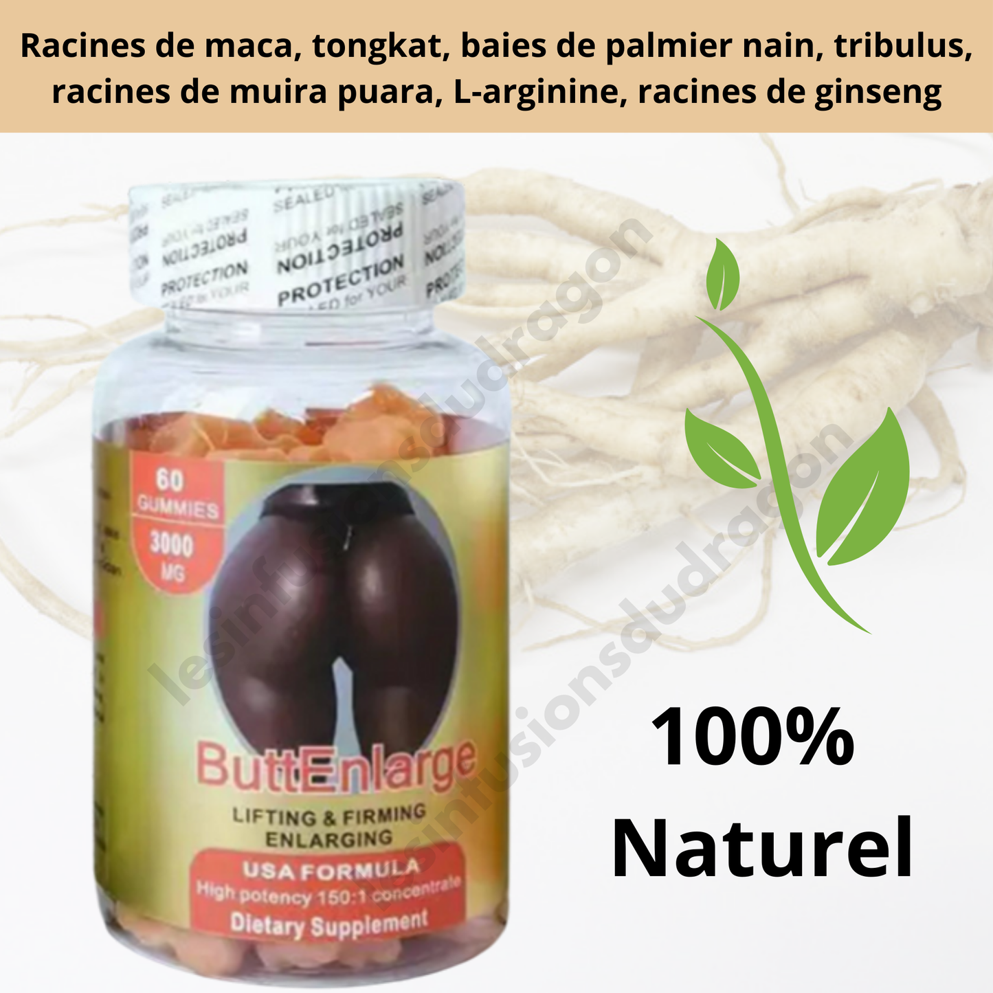 3 X 60 GUMMIES ButtEnlarge 3000 mg POUR L'AGRANDISSEMENT DES FESSES (Copie)