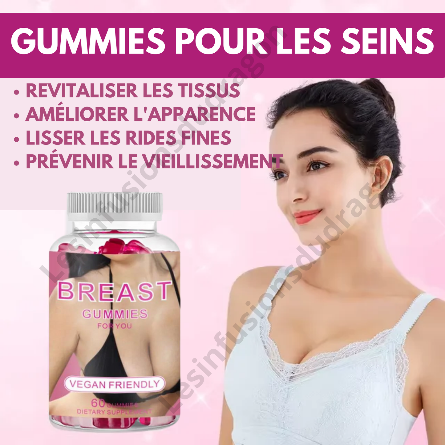 Breast Enlargement Gummies - 3 flacons