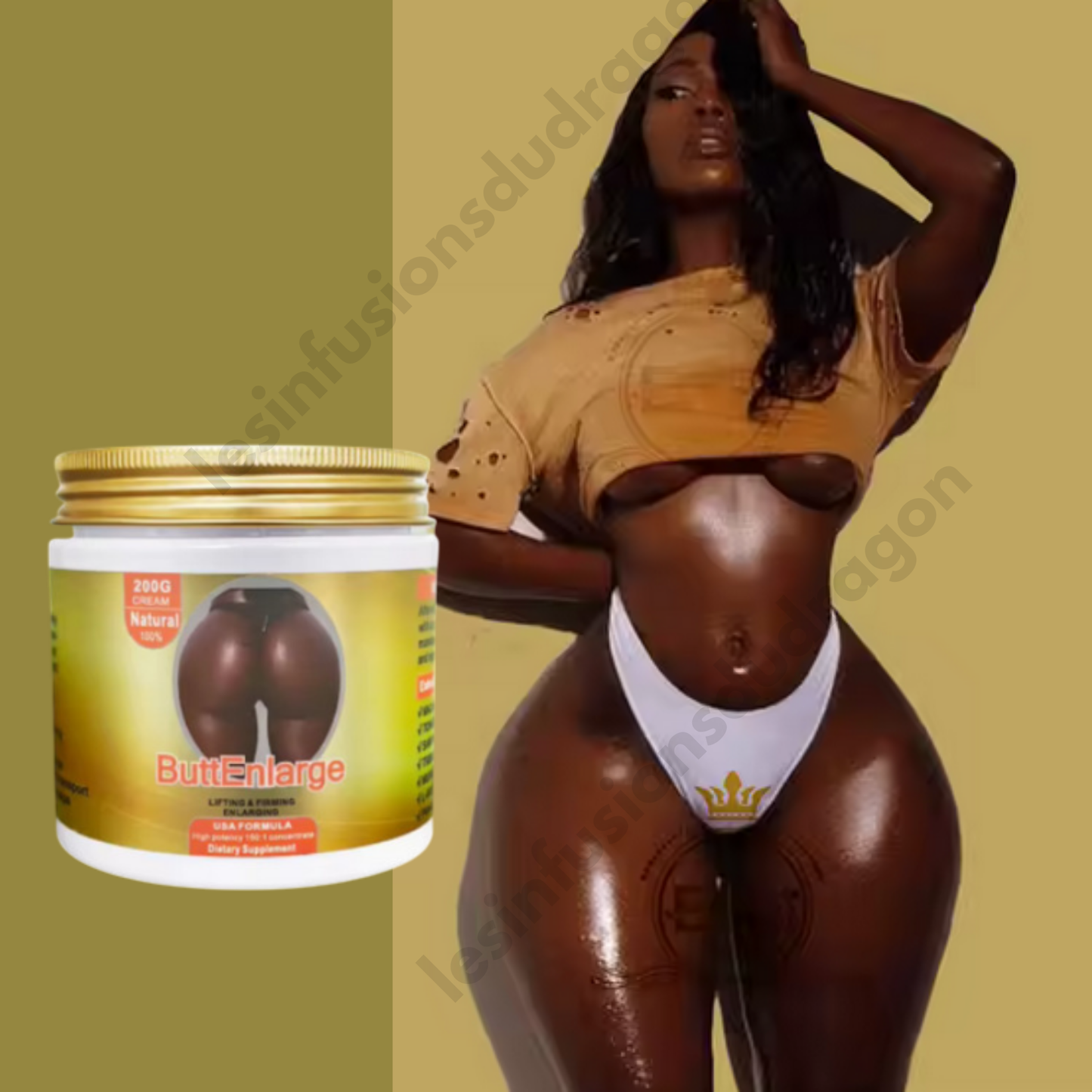 CRÈME ESSENTIELLE POUR L'AGRANDISSEMENT DES FESSES : 2 pots