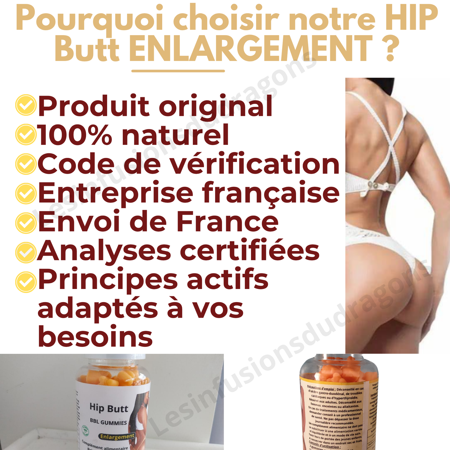 HIP BUTT Enlargement GUMMIES - 1 flacon