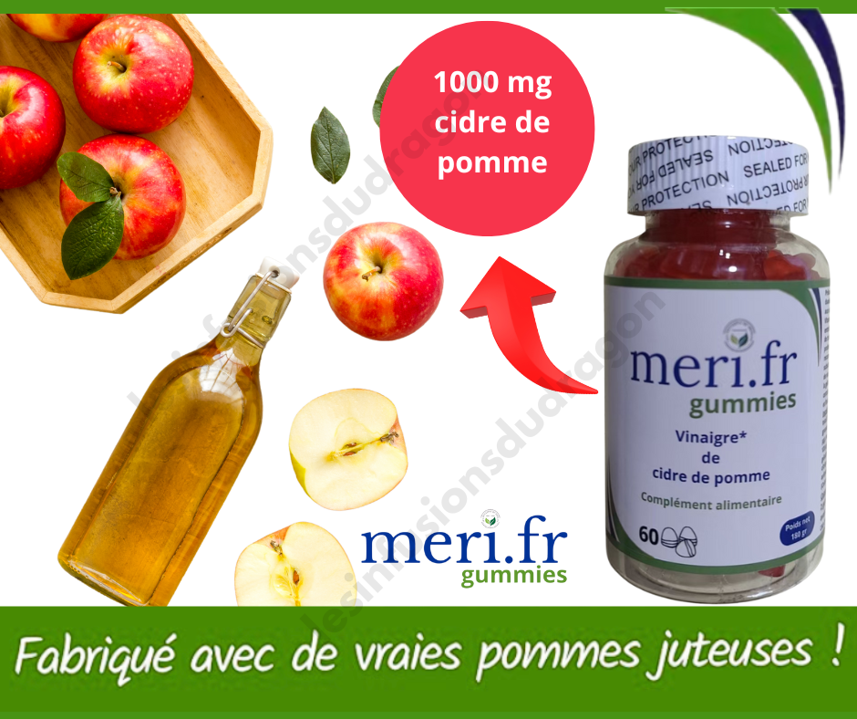 🍎 Meri.FR Gummies Vinaigre de Cidre – Complément Alimentaire Bien-Être (Cure 1 mois)