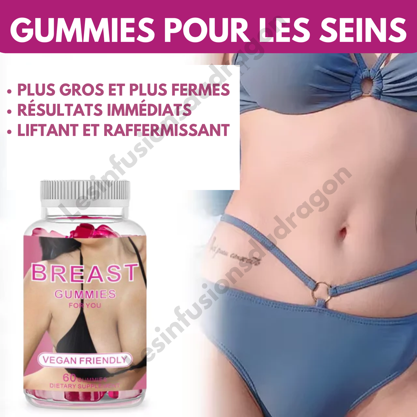 Breast Enlargement Gummies - 3 flacons