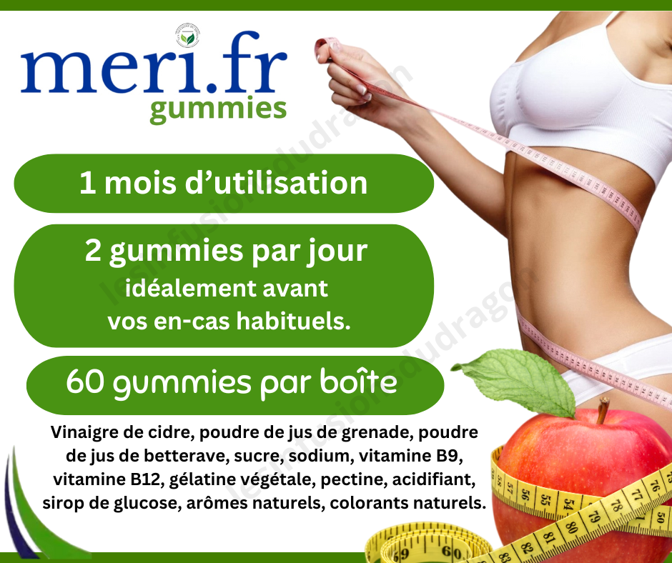 🍎 Meri.FR Gummies Vinaigre de Cidre – Complément Alimentaire Bien-Être (Cure 1 mois)