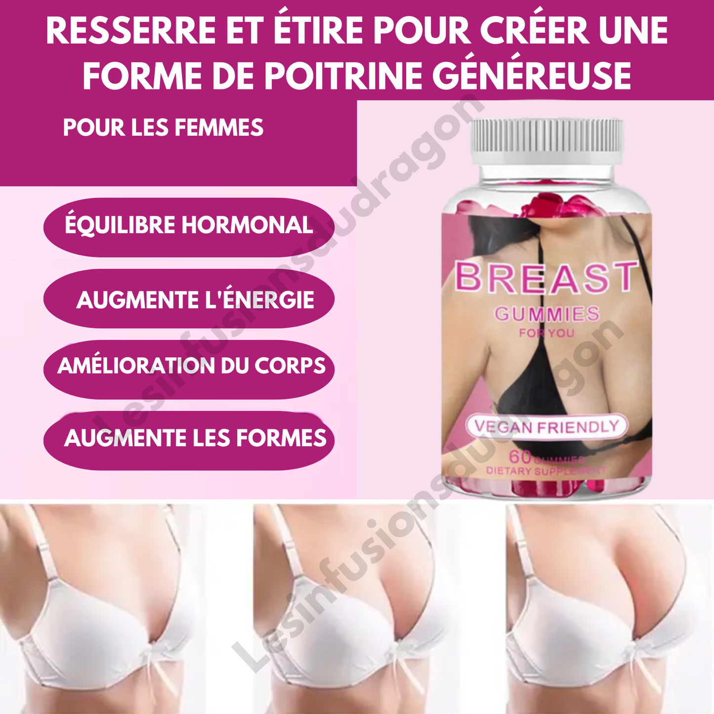 Breast Enlargement Gummies - 3 flacons