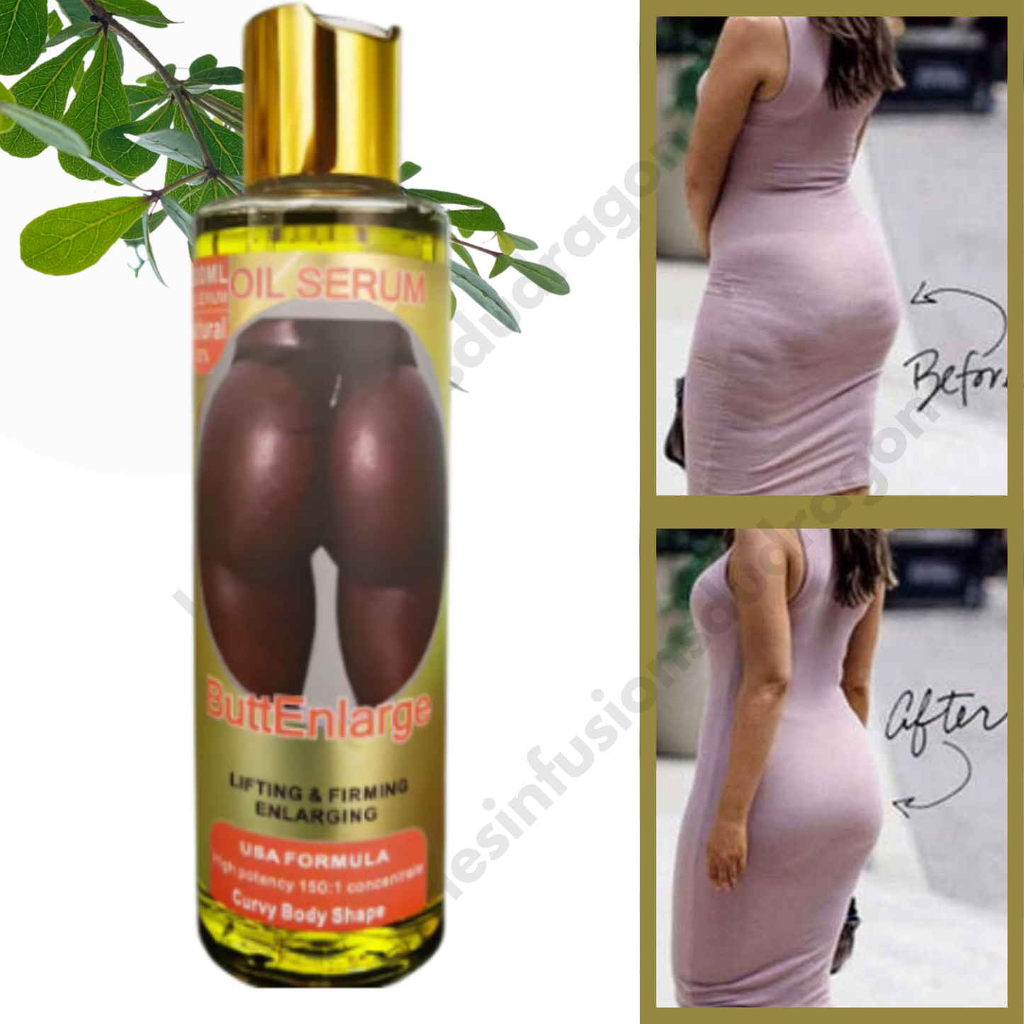 HUILE / SÉRUM POUR L'AGRANDISSEMENT DES FESSES - 3 flacons