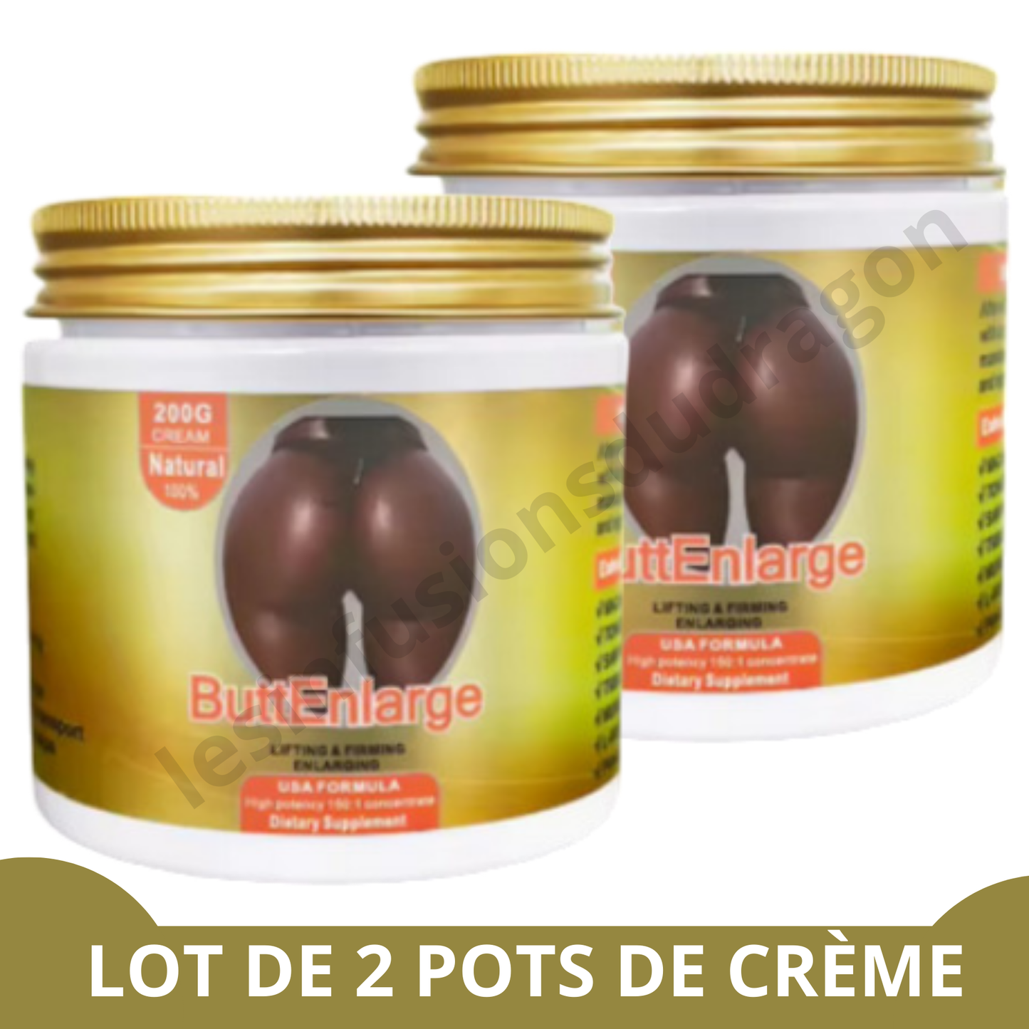 CRÈME ESSENTIELLE POUR L'AGRANDISSEMENT DES FESSES : 2 pots