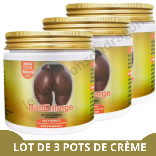 CRÈME ESSENTIELLE POUR L'AGRANDISSEMENT DES FESSES : 3 pots