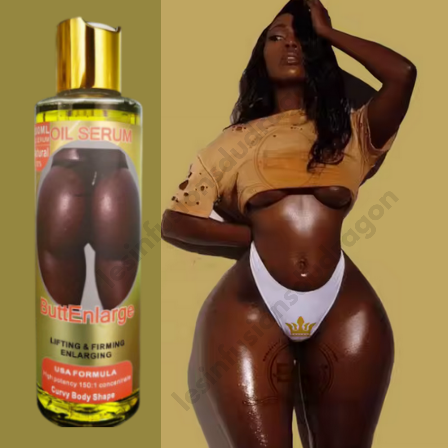 HUILE / SÉRUM POUR L'AGRANDISSEMENT DES FESSES - 3 flacons