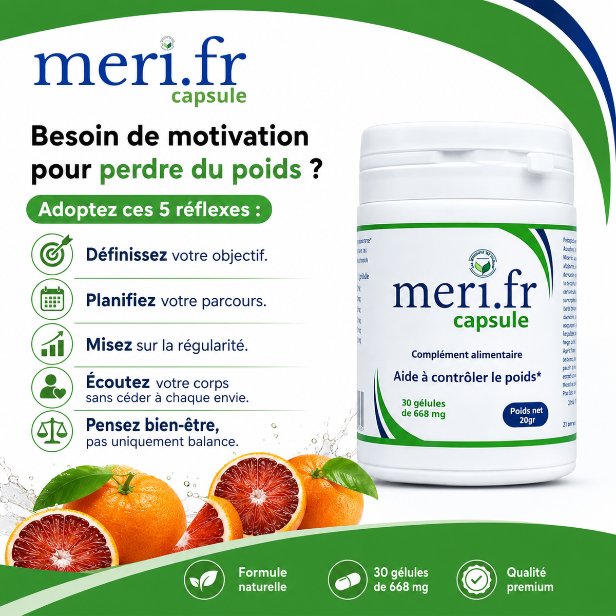 MERI.FR CAPSULES – Complément alimentaire à base de plantes – 30 gélules