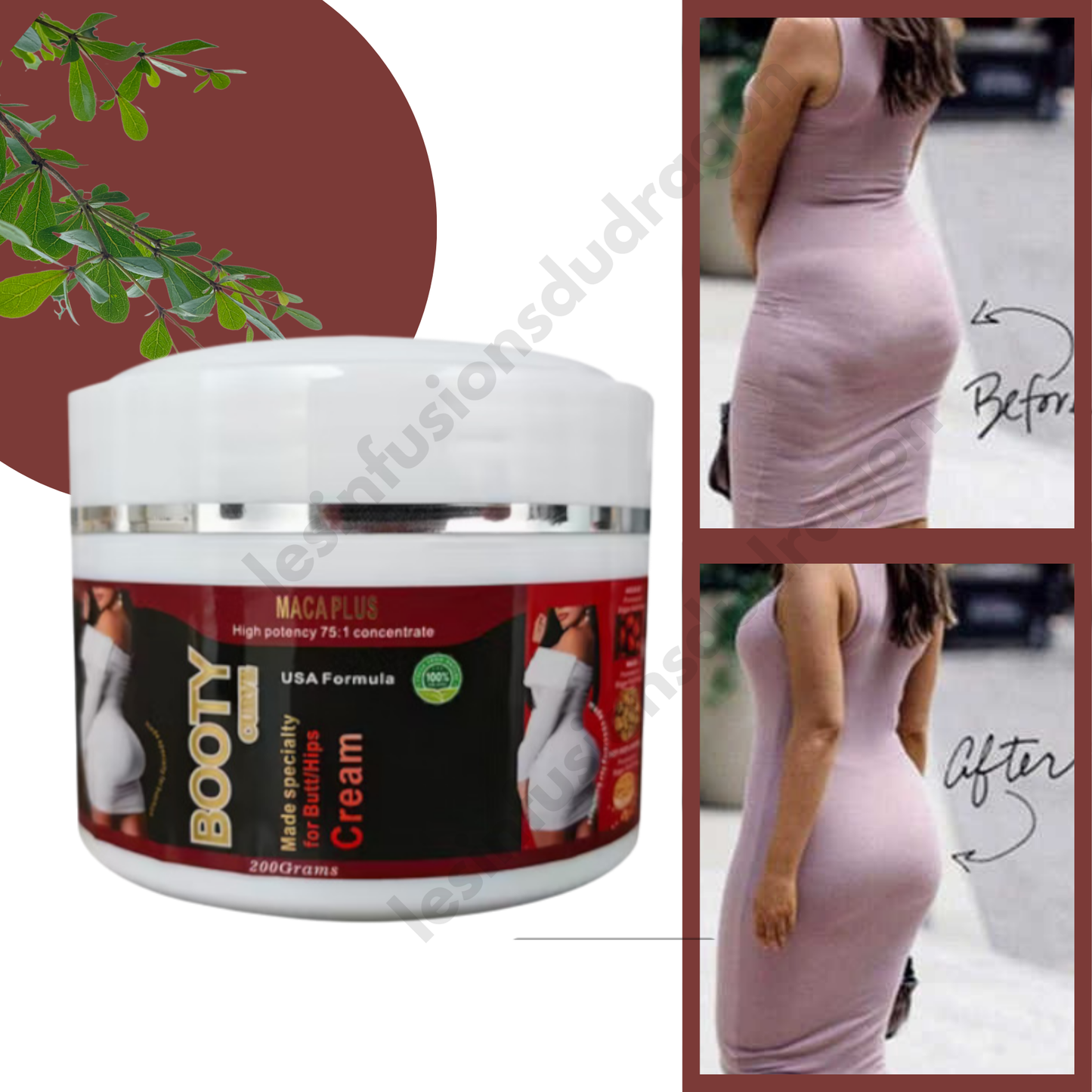 CRÈME ESSENTIELLE POUR L'AGRANDISSEMENT DES FESSES : 3 POTS