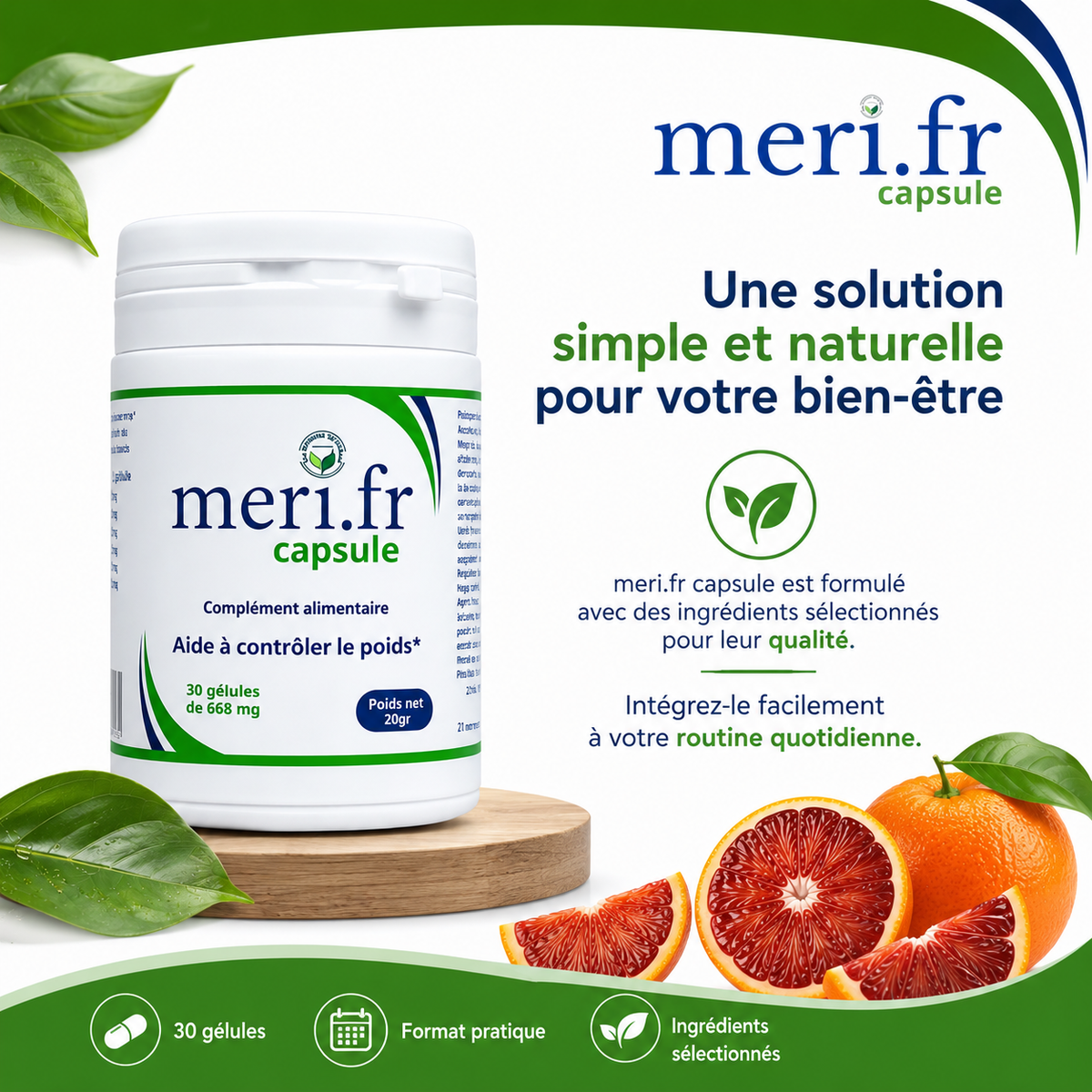 MERI.FR CAPSULES – Complément alimentaire à base de plantes – 30 gélules