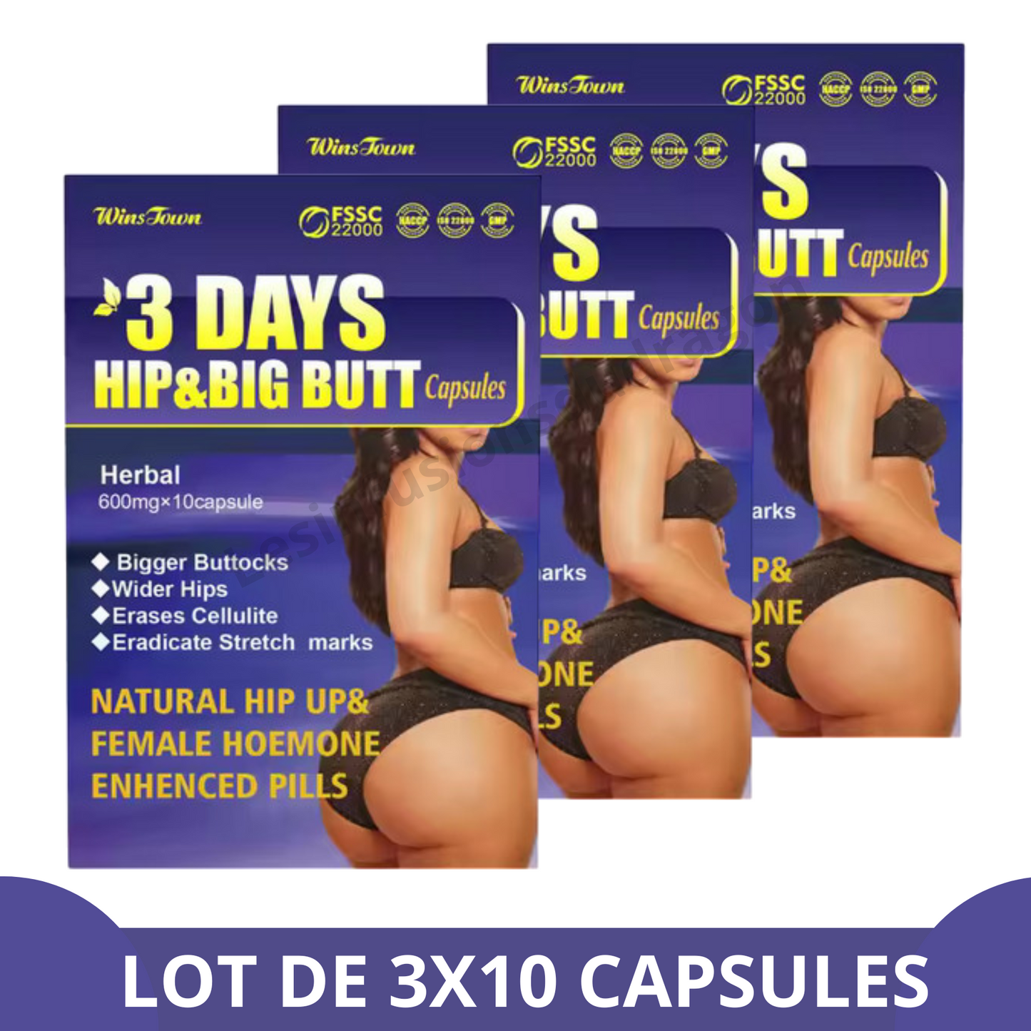 HIP en GROTE BILLEN 3 DAGEN - 3 dozen om de billen te vergroten - (3x10 capsules)