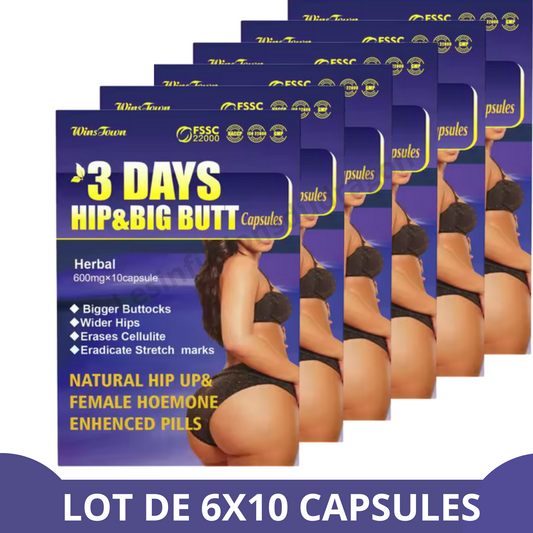 HIP and  BIG BUTT 3 DAYS - 6 boîtes de 10 capsules